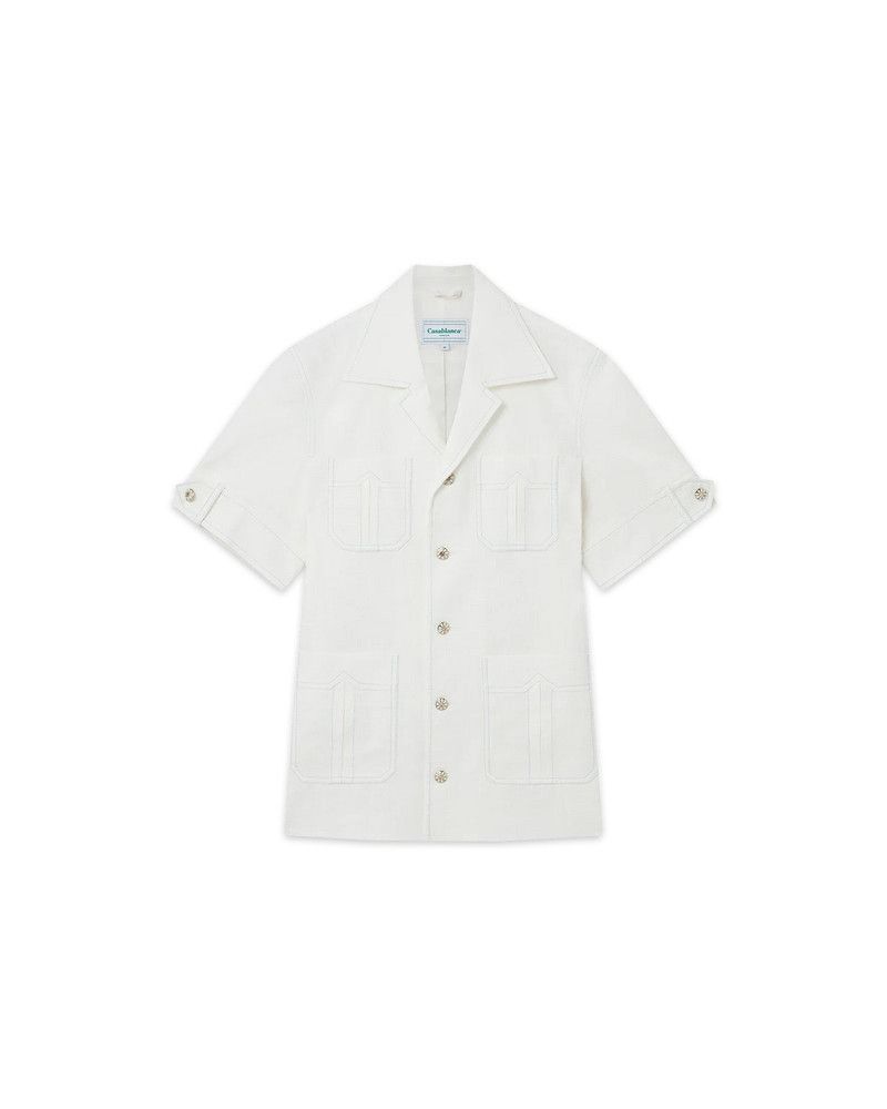Casablanca o1mle0326 Short Sleeve Box Pleats Jacket in White Size US M / EU 48-50 / 2 - 1 Thumbnail