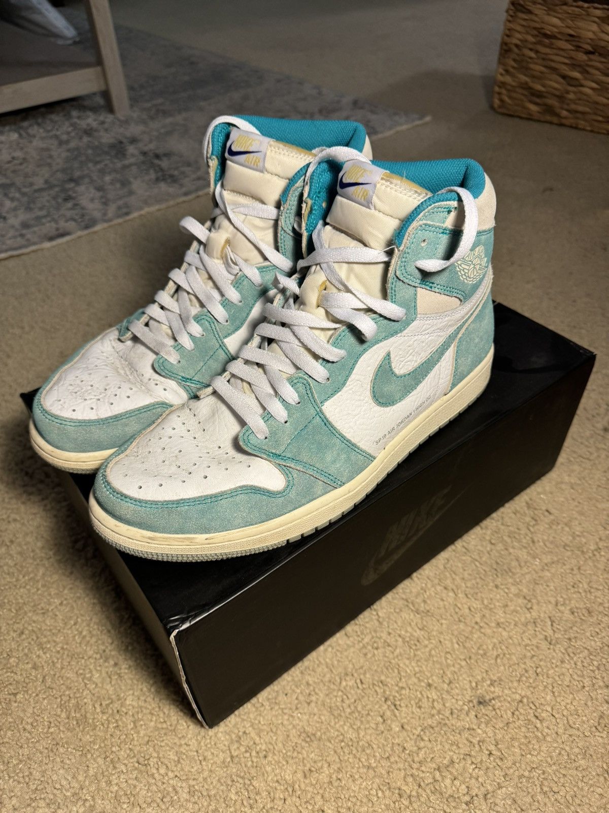 image of Jordan Nike Jordan 1 Retro High Turbo Green Shoes in White/Green, Men's (Size 12)