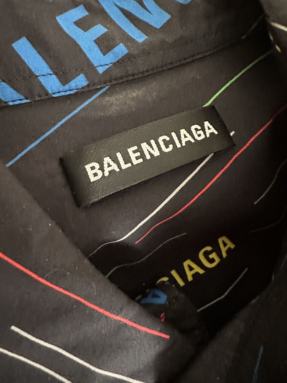 Balenciaga Balenciaga black/multi-color stripped logo shirt Size US XXS / EU 40 - 3 Thumbnail
