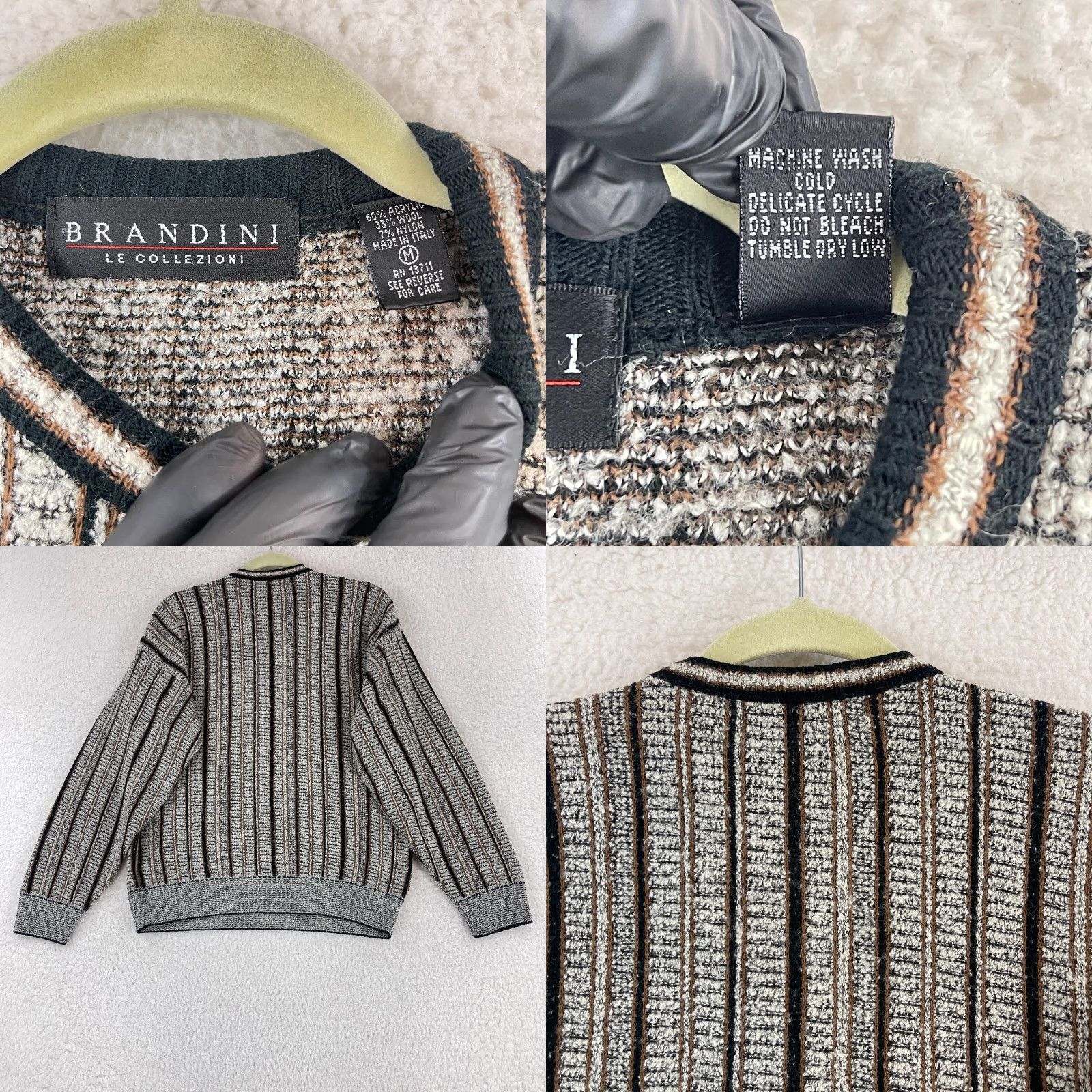 Vintage Brandini Le Collezioni Brown Knit Wool Sweater Mens Size Medium Size US M / EU 48-50 / 2 - 8 Thumbnail