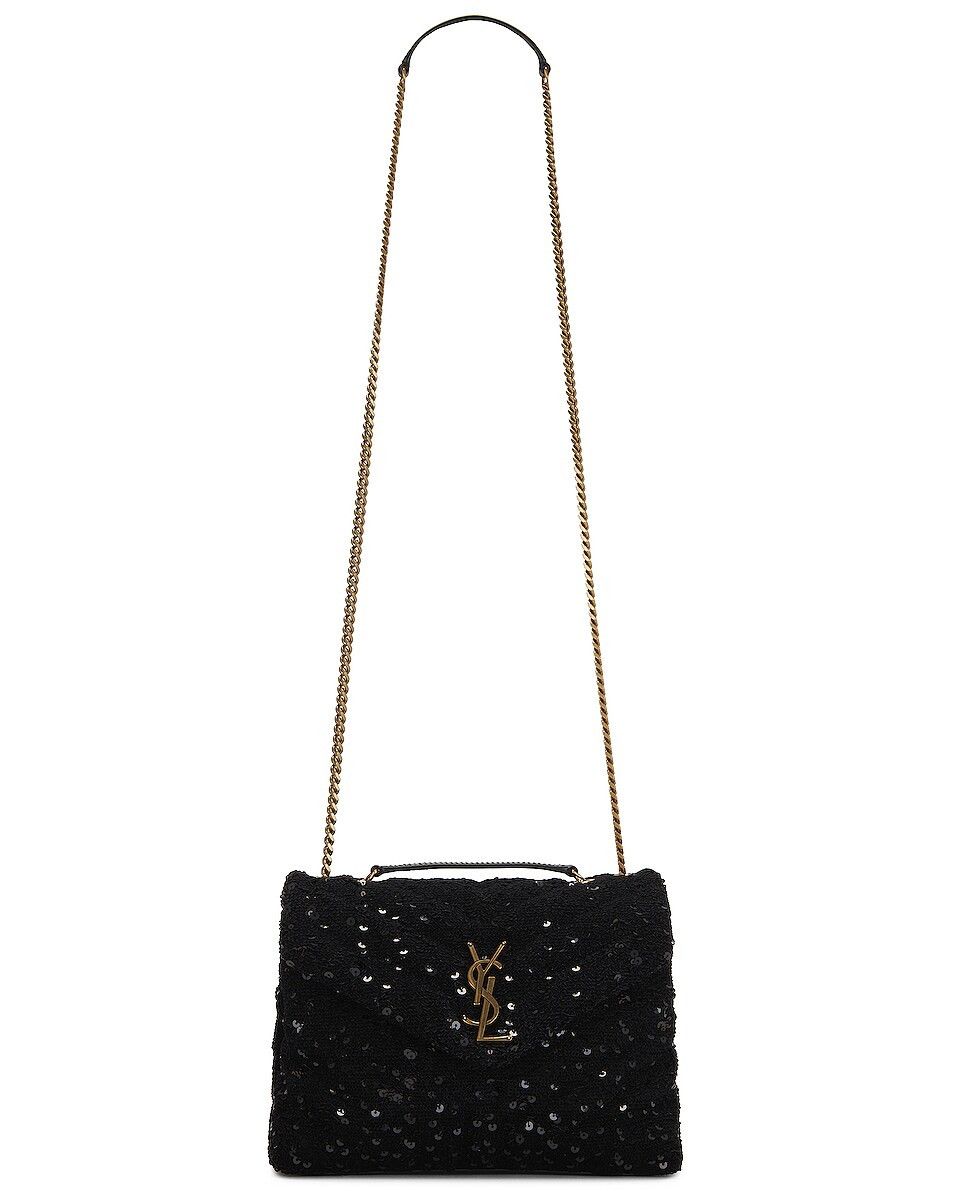 Saint Laurent Paris o1b1hav110724 Size: OS / Small Loulou Sequins Chain Bag Nero Size ONE SIZE - 6 Thumbnail