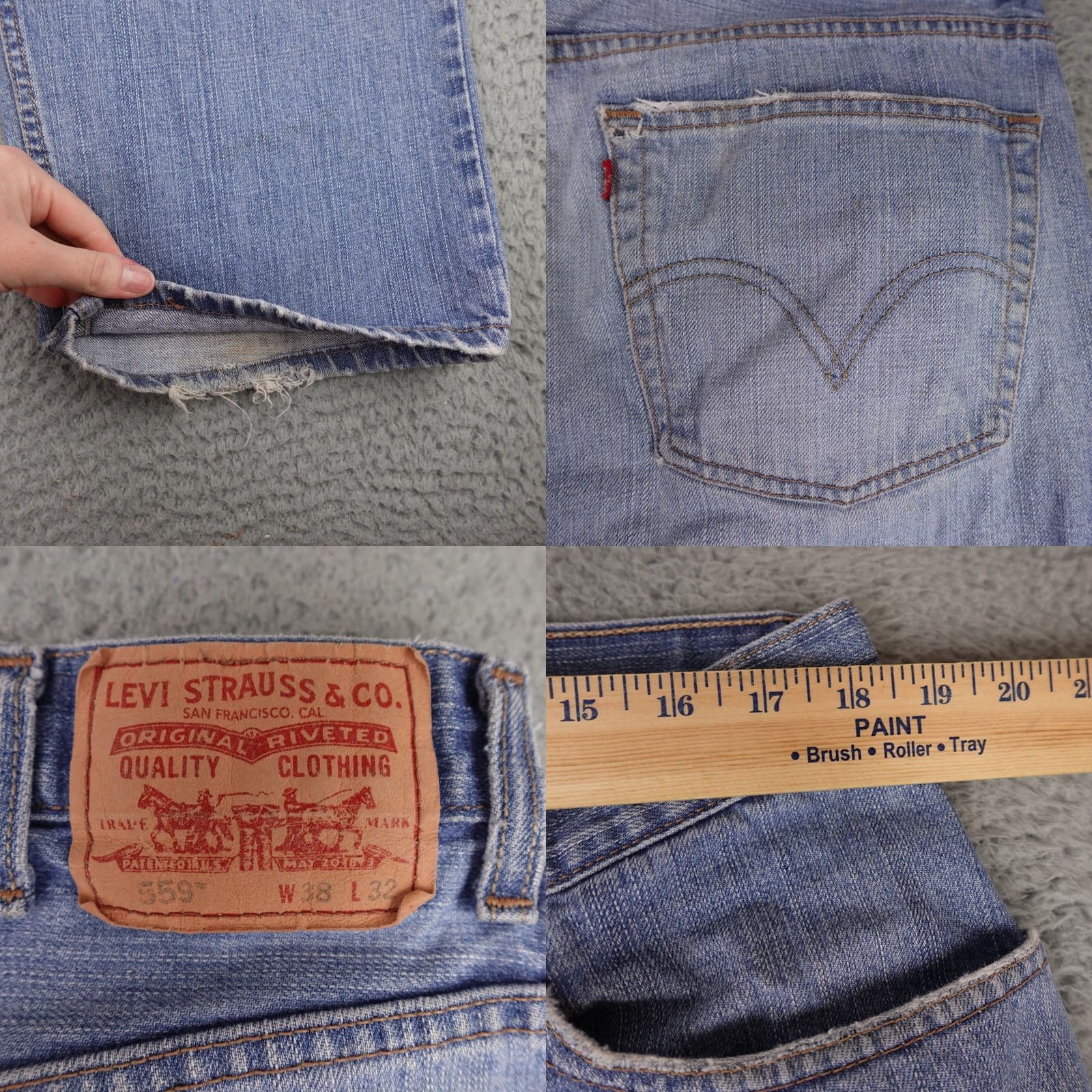 Levi's Levi's 559 Jeans Mens 38x32 Blue Denim Light Wash Relaxed Straight Loose Baggy Size US 38 / EU 54 - 9 Thumbnail