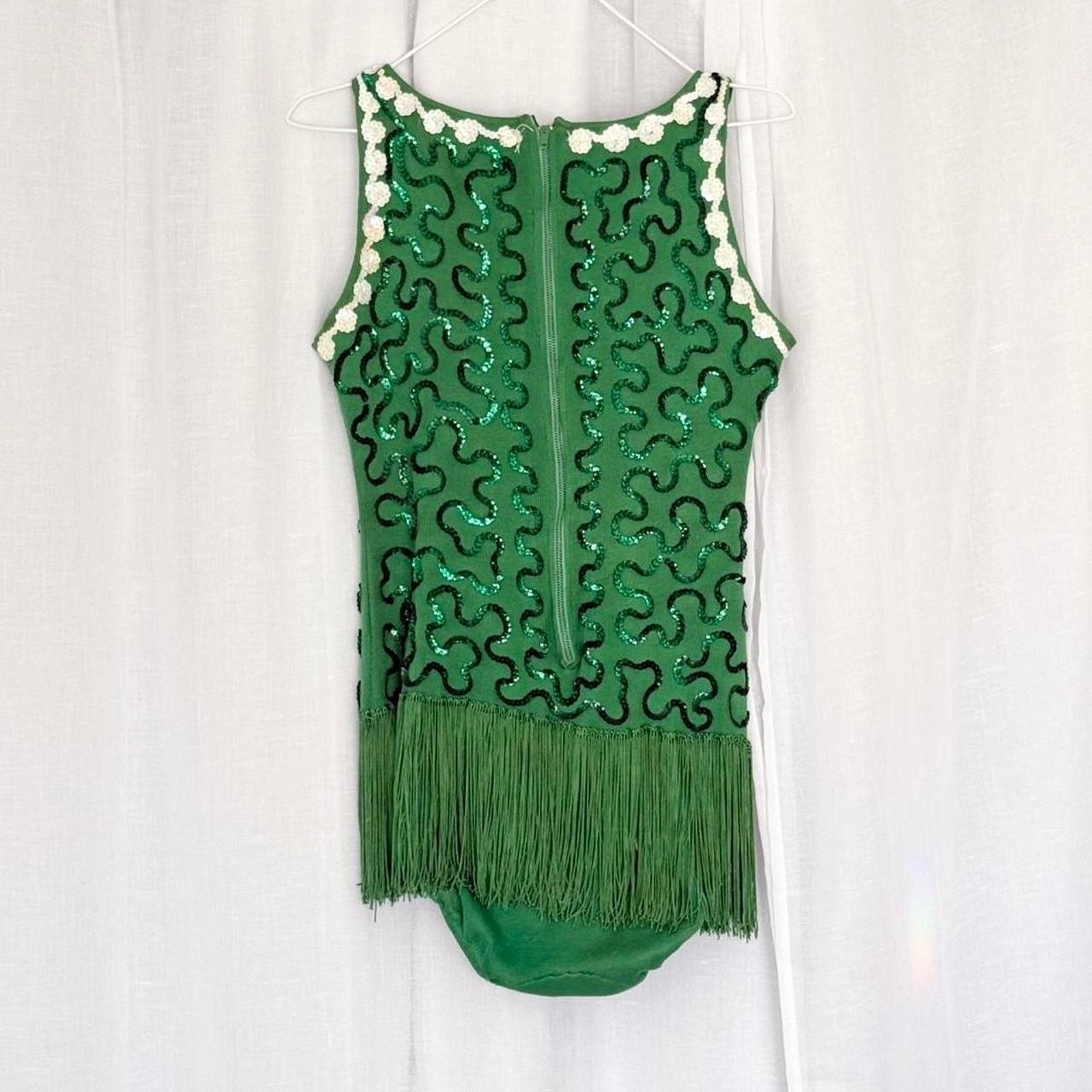 Vintage ✿ ⋆ 𓆩♡𓆪 Vintage Green Sequin Fringe Bodysuit 𓆩♡𓆪 ⋆ ✿ Size M / US 6-8 / IT 42-44 - 7 Thumbnail