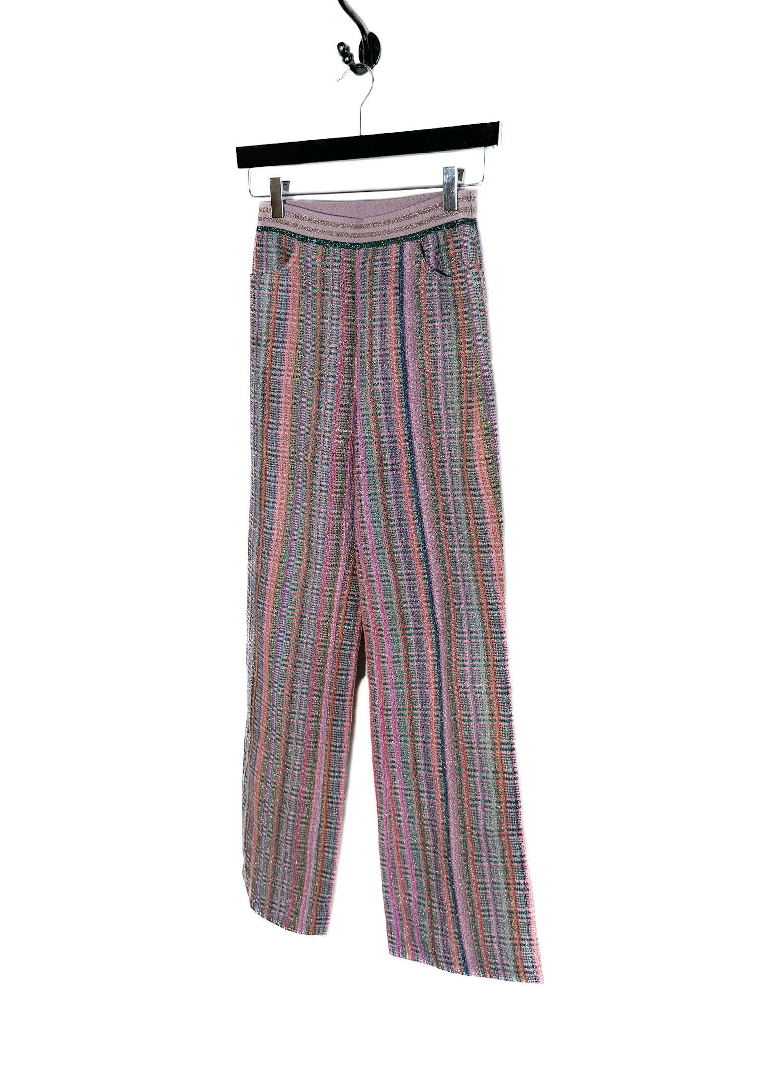 Missoni Missoni Multicolour Pink Metallic Striped Wide Leg Pants Size 27" / US 4 / IT 40 - 2 Thumbnail