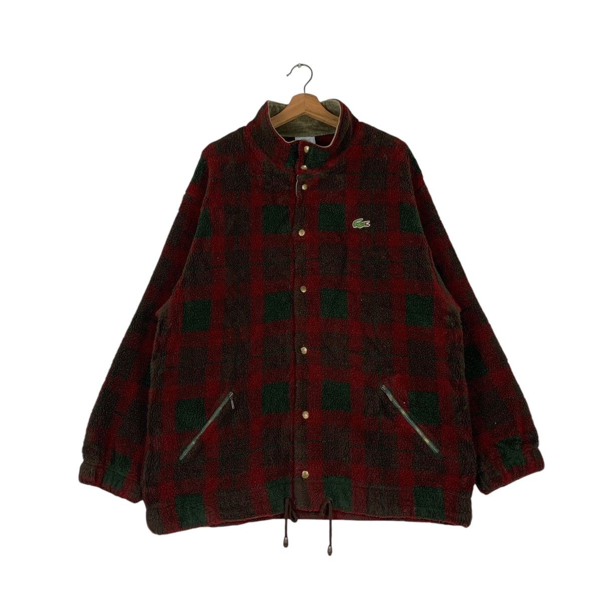 Lacoste LACOSTE Red Tartan Checked Fleece Jacket #1279-C58 Size US XL / EU 56 / 4 - 1 Thumbnail