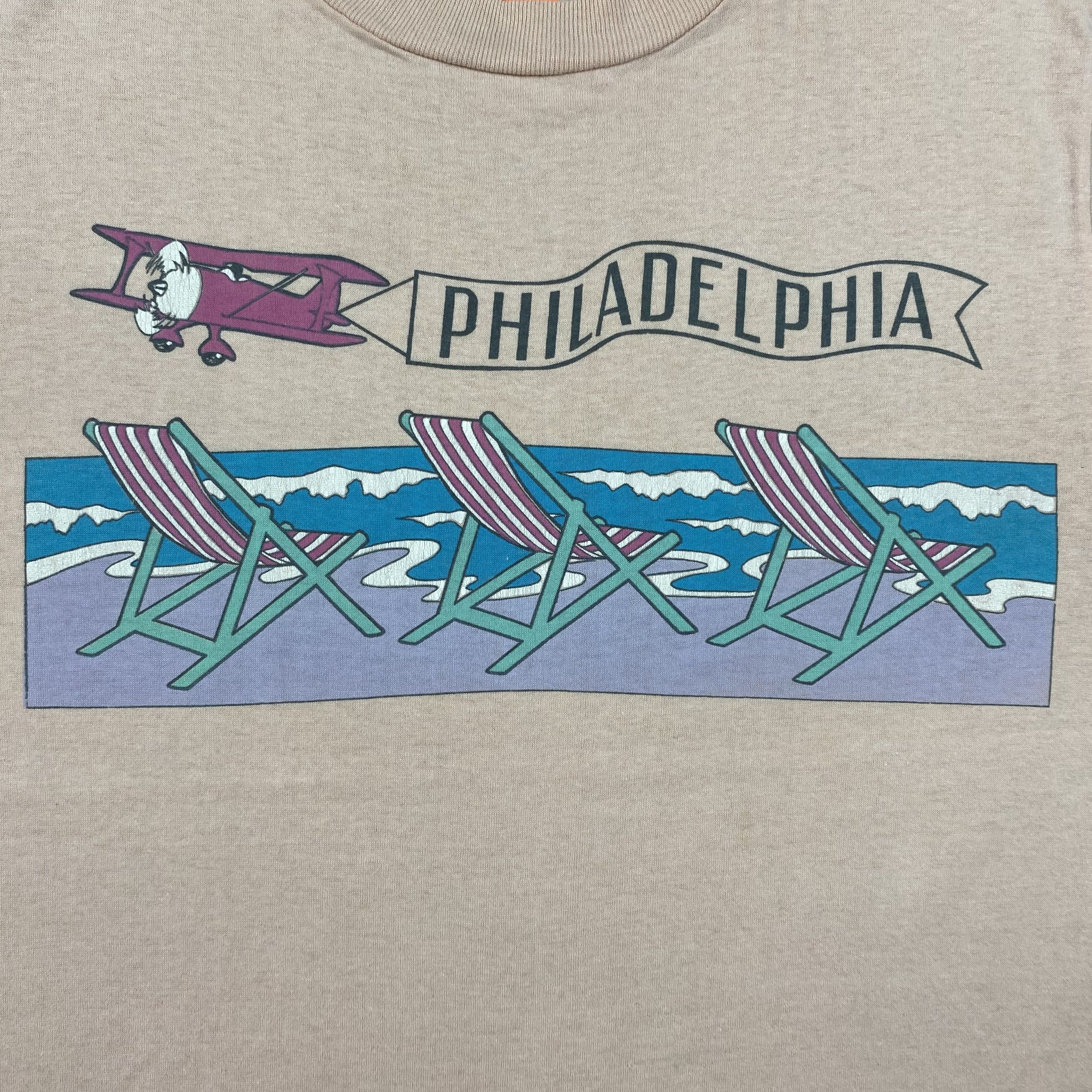 Vintage Vintage 80s Philadelphia Beach "Plane Banner" T-Shirt-M041 Size US M / EU 48-50 / 2 - 3 Thumbnail