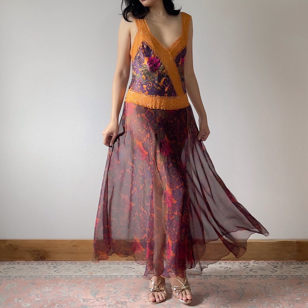 Victoria's Secret Victoria’s Secret 1990s Floral Chiffon Maxi Slip Dress (S–M) Size M / US 6-8 / IT 42-44 - 5 Thumbnail