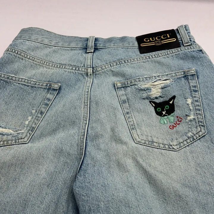 Gucci Gucci Logo Light Blue Denim Shorts for Women-2507 Size 28" / US 6 / IT 42 - 2 Thumbnail