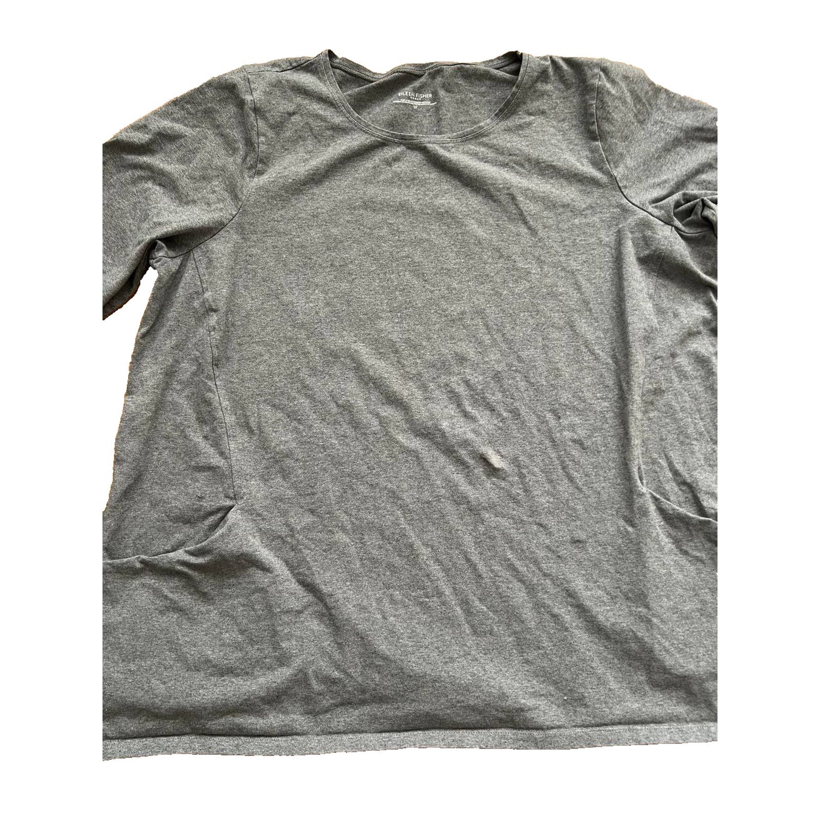 Eileen Fisher EILEEN FISHER Grey 3/4 Cotton Neck Knit Gray Top 2X A003150 Size XXL / US 16-18 / IT 52-54 - 4 Thumbnail