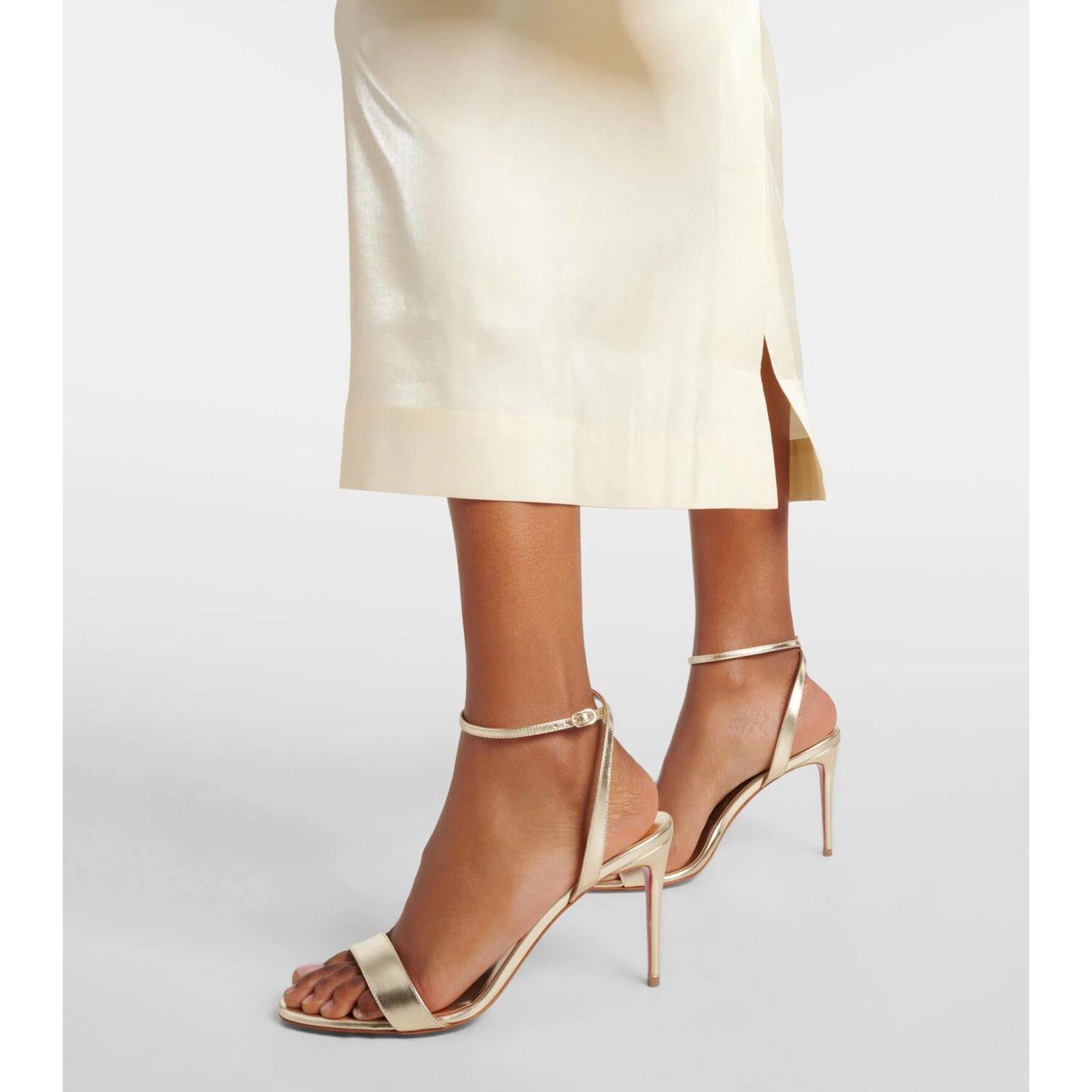 Christian Louboutin Christian Louboutin Loubigirl 85 Platine Gold Ankle Sandal Size US 5.5 / IT 35.5 - 3 Thumbnail