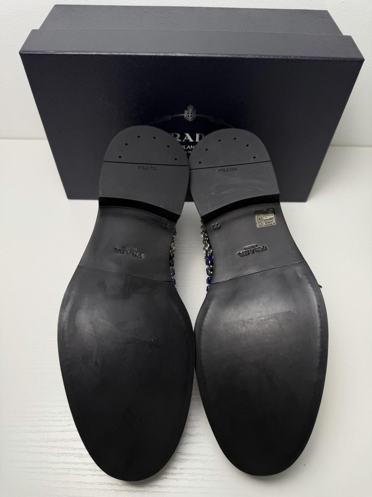 Prada Prada Crystal Stud Embellished Shoes Black Leather SZ 11 Size US 11 / EU 44 - 7 Thumbnail