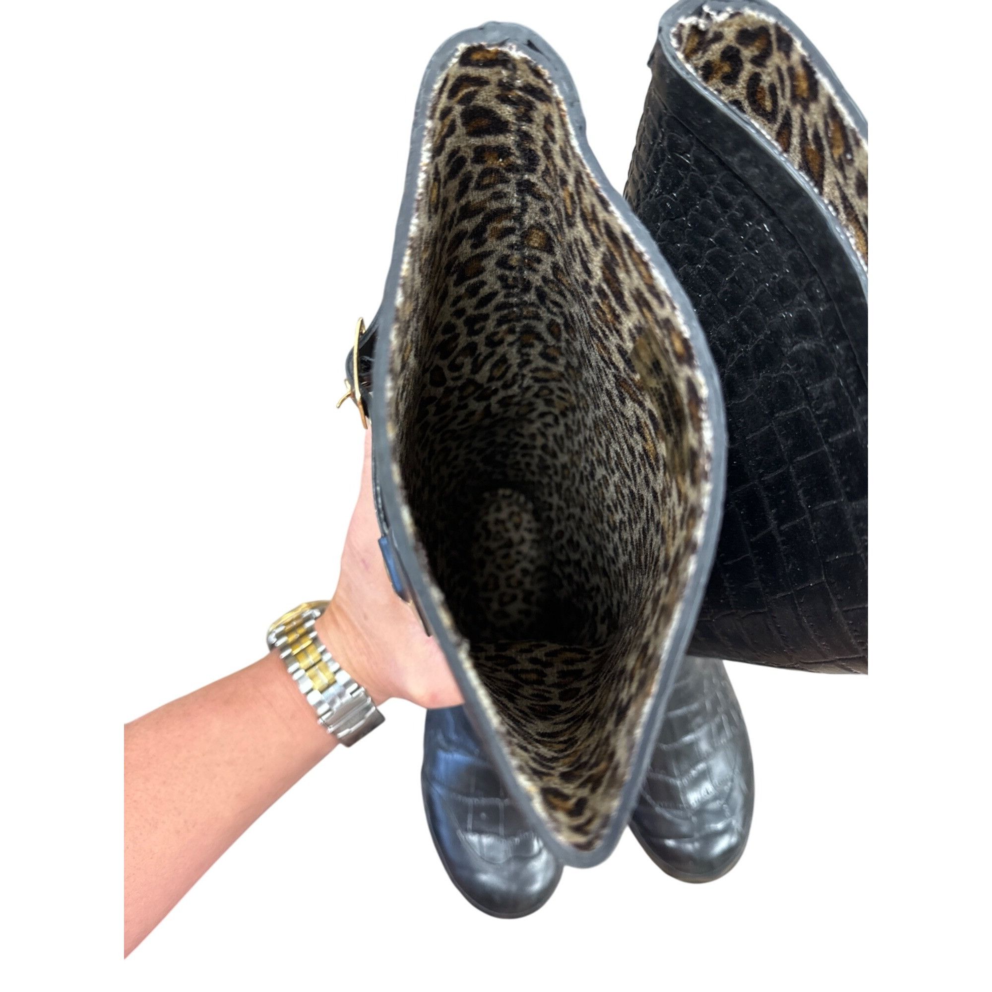 Other Khombu Womens Black Crocodile-Embossed Rain & Snow Boots Siz Size US 10 / IT 40 - 9 Thumbnail