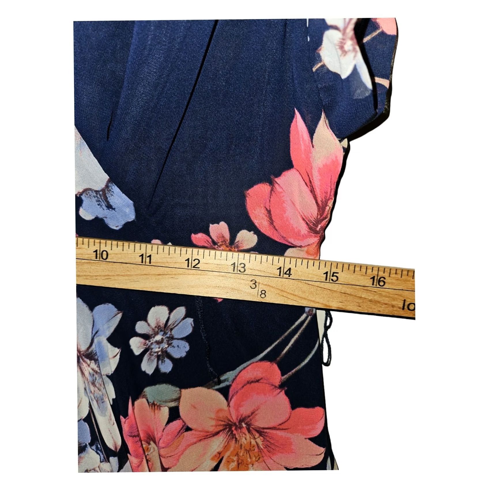 Vintage Eliza J Dress Women's 6 Maxi Hi-Low Floral V-Neck Zip Blue Size M / US 6-8 / IT 42-44 - 3 Thumbnail