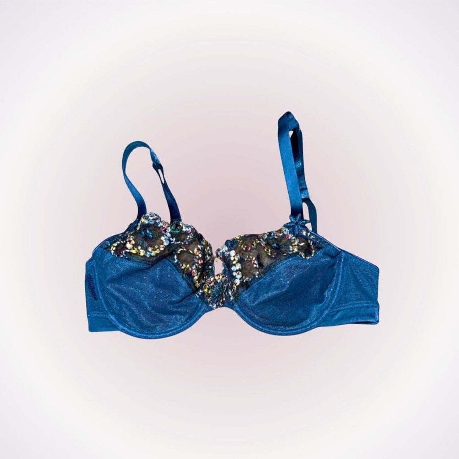 Other Chantelle Floral Embroidered Blue Underwire Bra | Sz 30D Size ONE SIZE - 1 Thumbnail