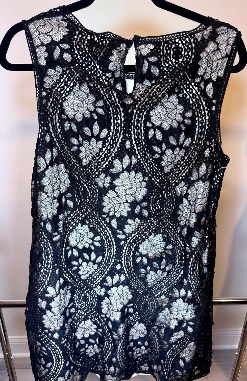 Designer Max Studio Elegant Black Lace Dress Size L / US 10 / IT 46 - 2 Thumbnail