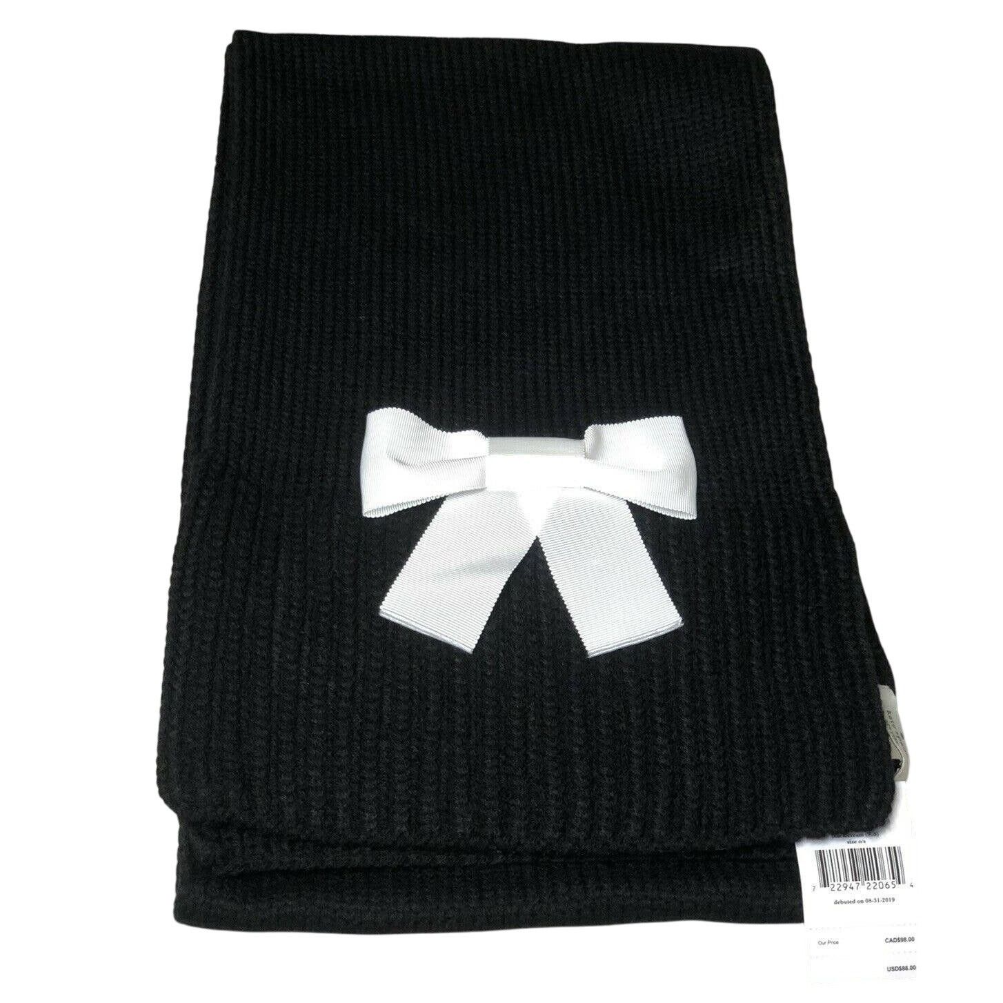 Kate Spade Kate Spade Grosgrain Bow Muffler Knit Scarf Black Size ONE SIZE - 1 Thumbnail