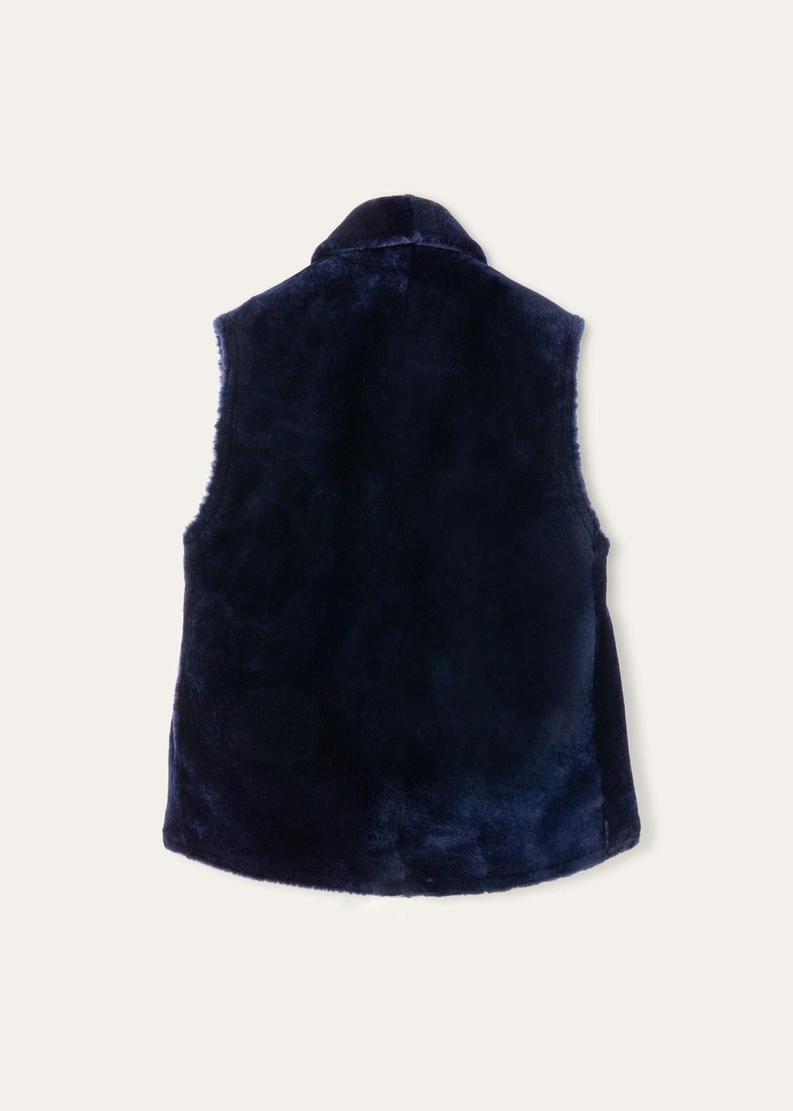 Loro Piana o1srvl11e0125 FAN6281 Jikel Shearling Vest in Navy Blue Size M / US 6-8 / IT 42-44 - 2 Thumbnail