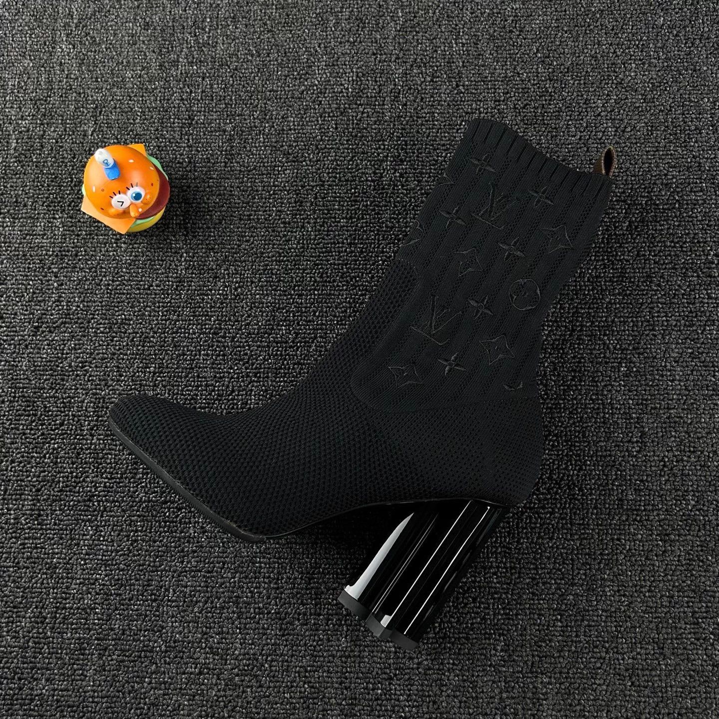Louis Vuitton LV Black Monogram Knit Short Boots Size 37 Size US 6 / IT 36 - 3 Thumbnail