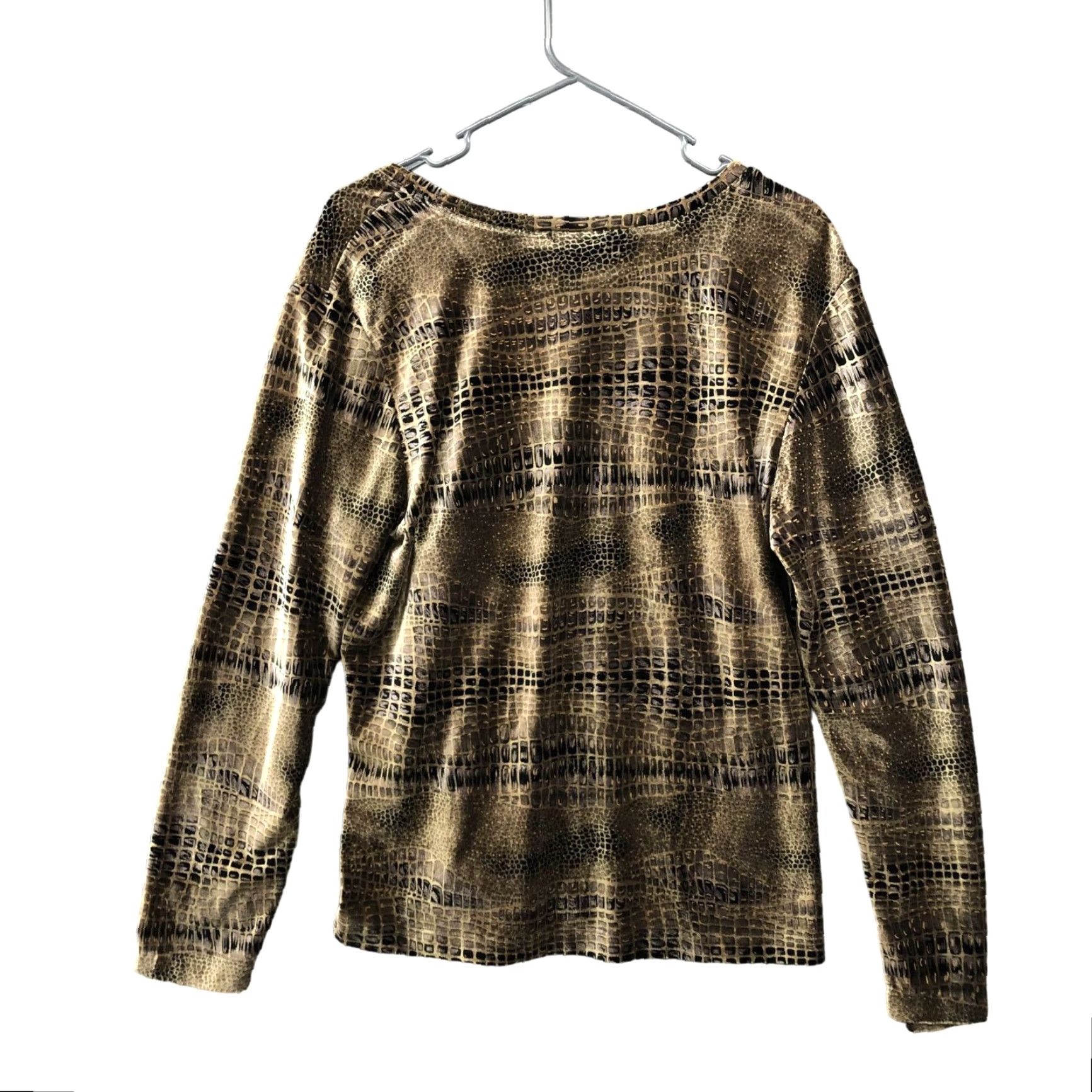 Vintage VINTAGE Chico's Velvet Long Sleeve Top Size L Animal Print Snake Gold Shirt Womens L Gold Snake Print Velvet Top Size L / US 10 / IT 46 - 2 Thumbnail