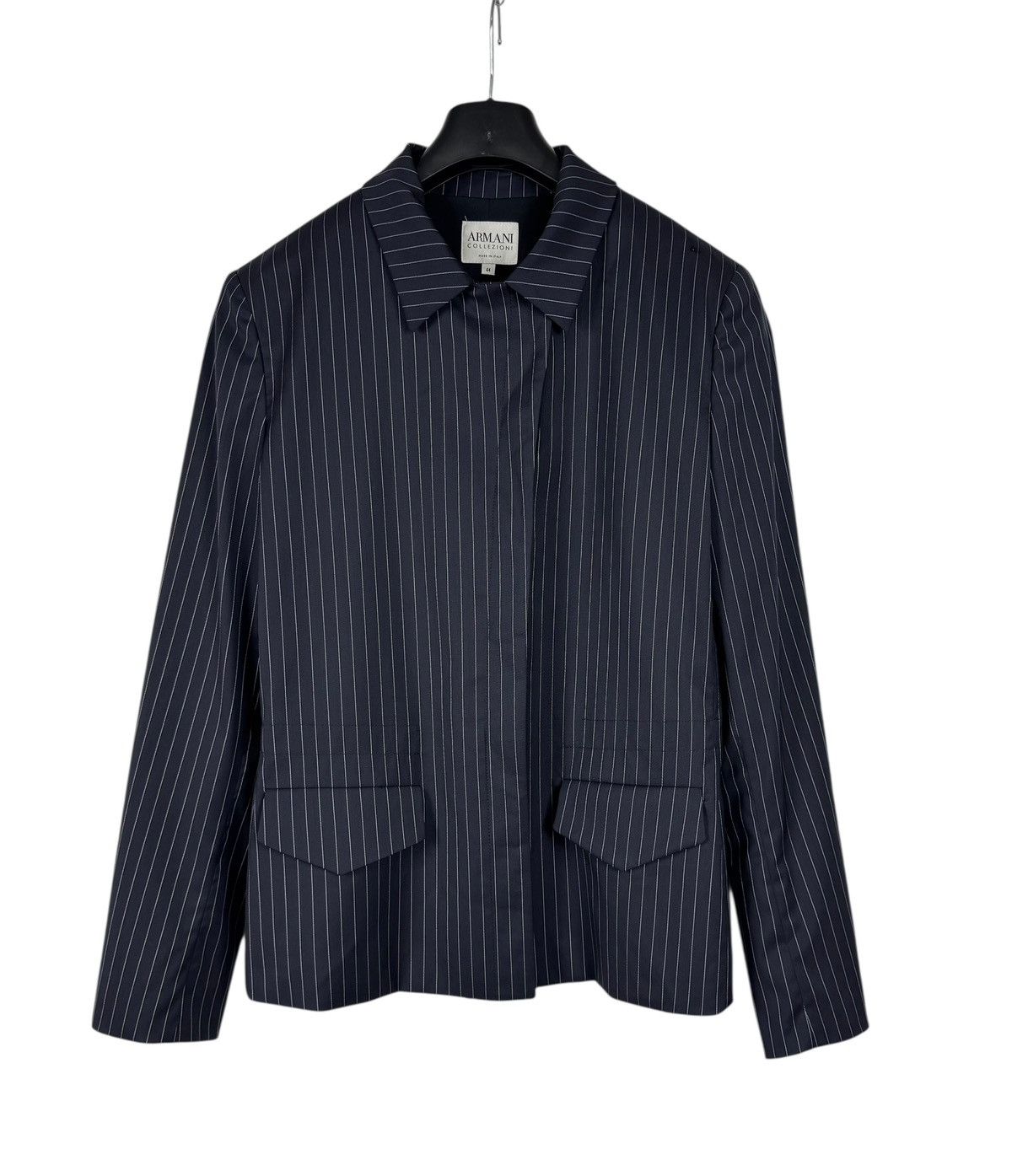 Armani Collezioni Armani Collezioni Wool-Nylon Blue Striped Jacket Collared 44 Size M / US 6-8 / IT 42-44 - 11 Thumbnail