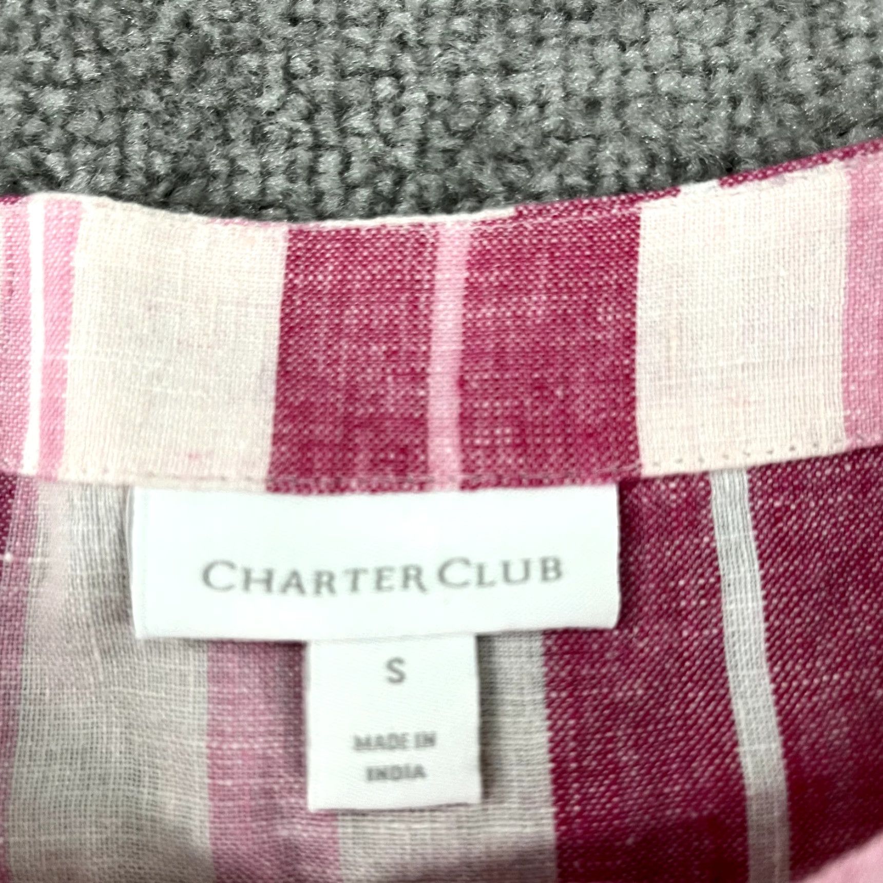 Charter Club CHARTER CLUB Shirt Womens Small Pink White Striped 100% Linen Blouse Top Ruffle Size S / US 4 / IT 40 - 2 Thumbnail