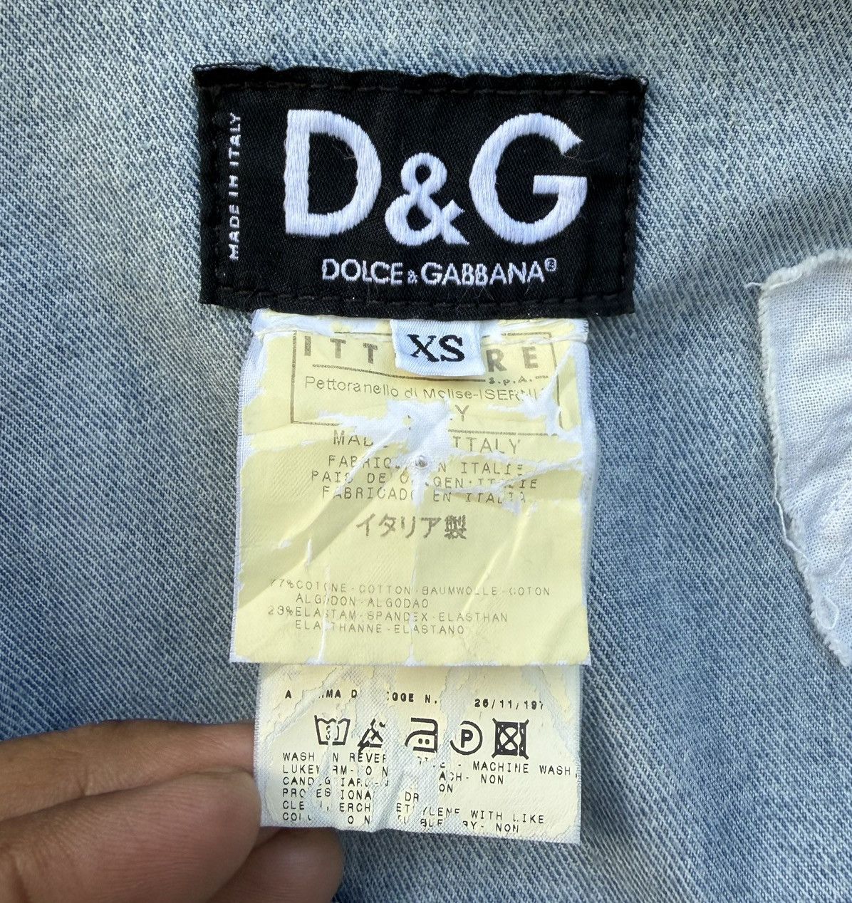 Dolce & Gabbana D&G Distressed Denim Jacket Light Wash Vintage Size XS / US 0-2 / IT 36-38 - 22 Thumbnail