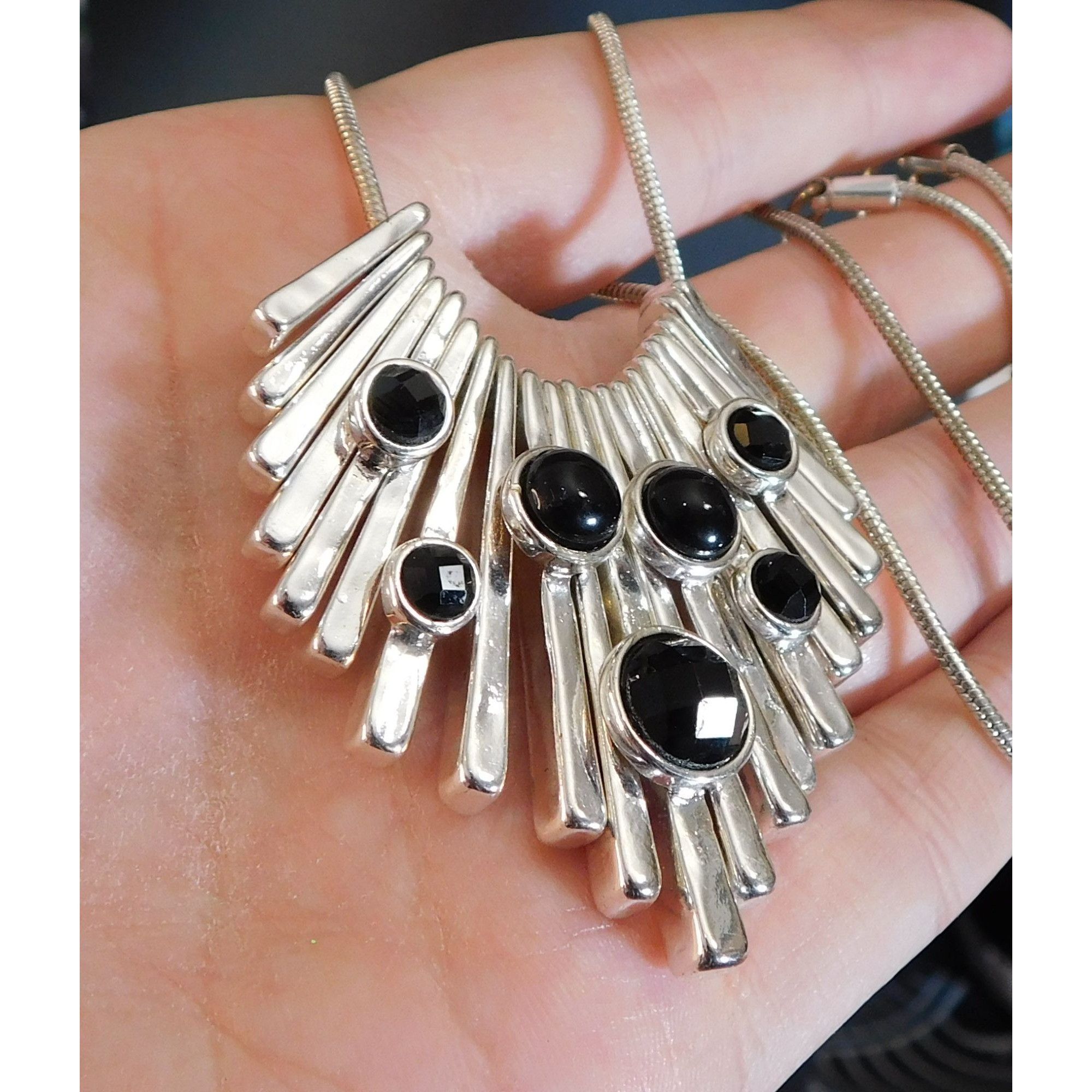 Other Art Deco Gothic Cascade Charm Necklace With Black Stones Size ONE SIZE - 4 Thumbnail