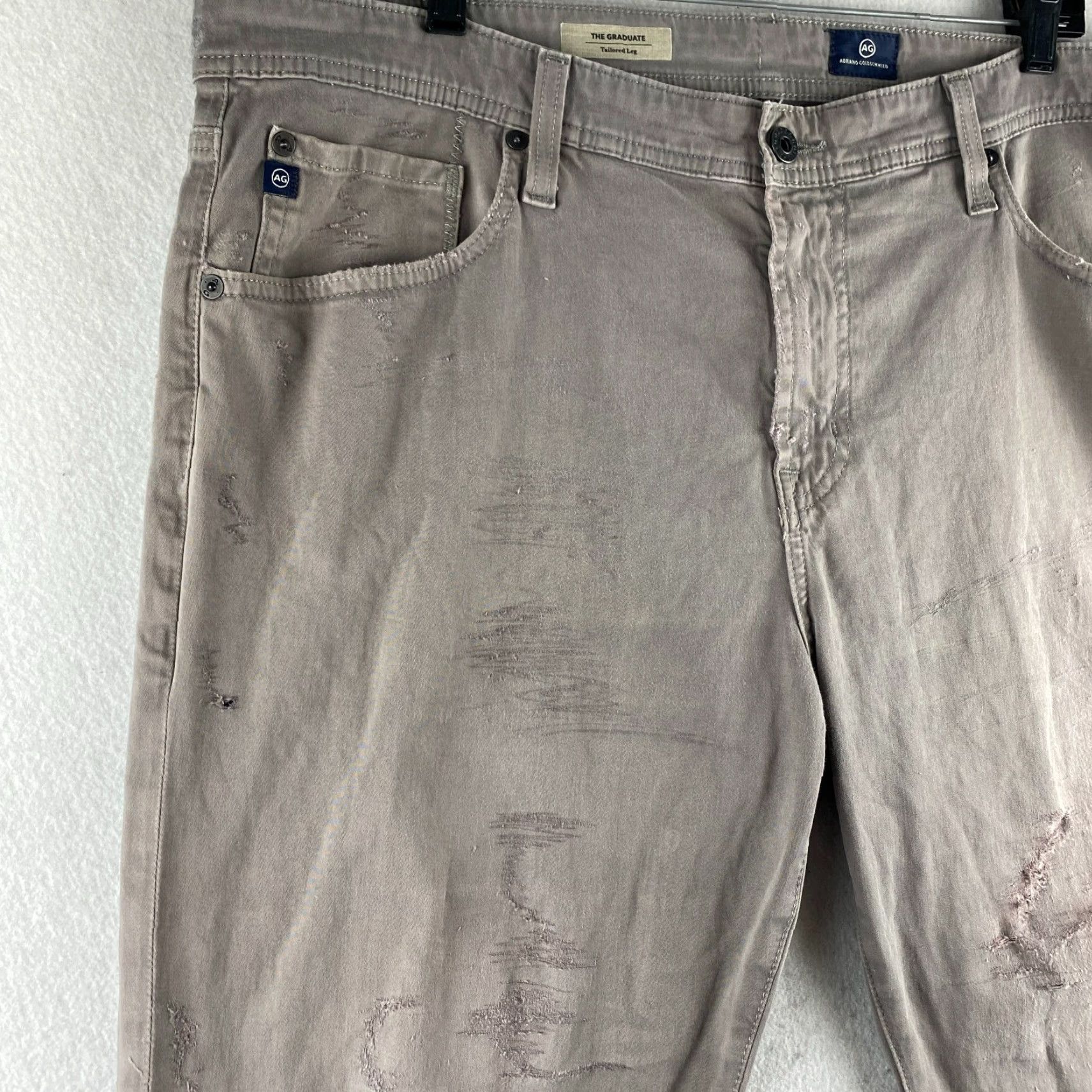 Vintage VINTAGE AG Adriano Goldschmied Jeans Mens 38 Gray The Graduate Tailored Leg Distressed Size US 38 / EU 54 - 4 Thumbnail