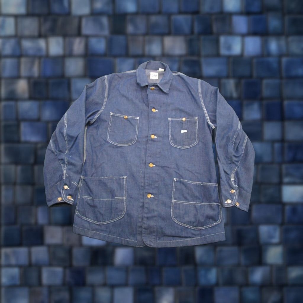 Lee VINTAGE Lee Denim Jacket Mens Chore Barn USA Made Chest Size 46 Blue "Denim" Workwear 60's 70's Mens Jacket Size US S / EU 44-46 / 1 - 1 Thumbnail