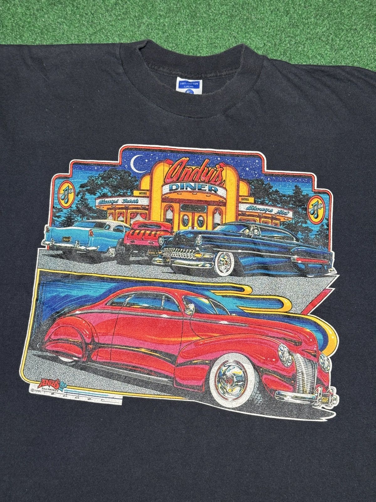 Vintage Vtg 90s Andy’s Diner Hot Rod Cruider Low Rider Car T Shirt Size US L / EU 52-54 / 3 - 2 Thumbnail
