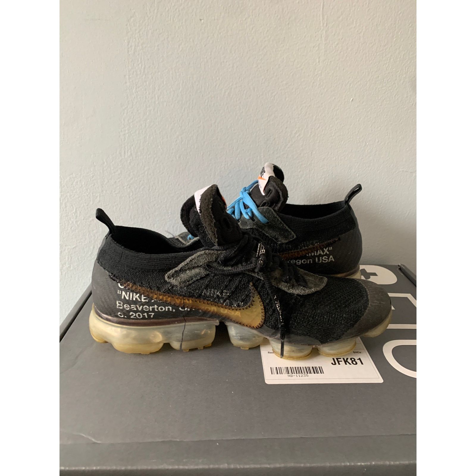 Nike Nike Air VaporMax Off-White Black 2018 Size 10.5 Used Size US 10.5 / EU 43-44 - 5 Thumbnail