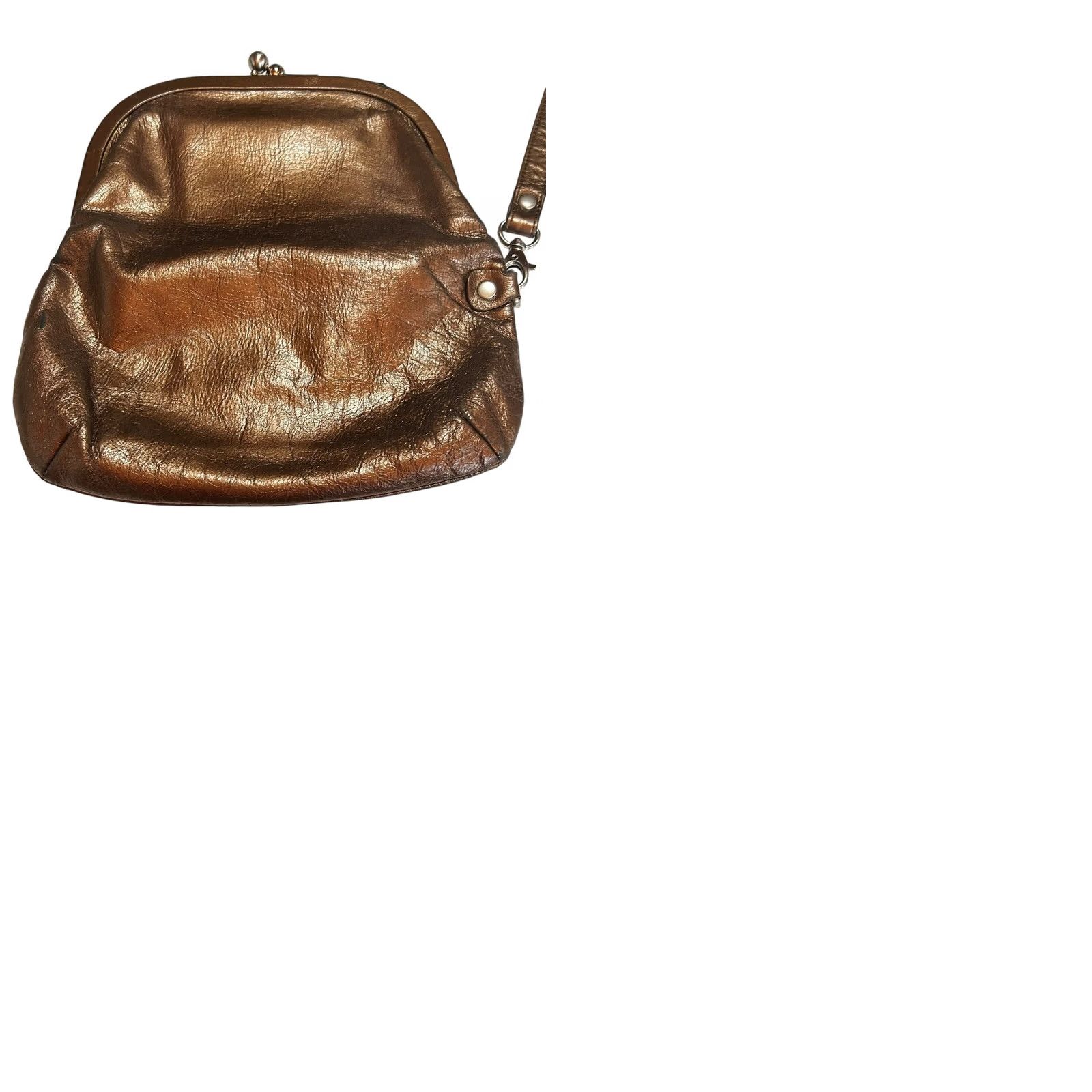 Vintage VINTAGE HOBO International Skyler Clutch Leather Metallic Brown FoldOver Crossbody Wristlet Purse Size ONE SIZE - 12 Thumbnail