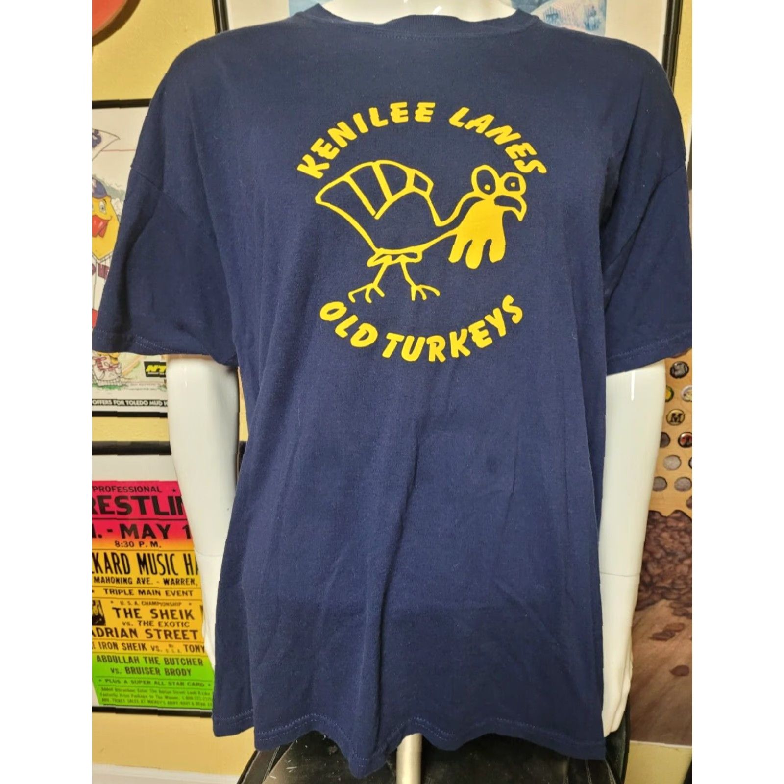 Jerzees VTG Jerzees T-Shirt Kenilee Lanes Old Turkeys Norwalk OH Funny Bowling Team Shirt 2XL Blue Mens 90s Sports Crew Neck Short Sleeve Cotton Blend Size US XXL / EU 58 / 5 - 2 Thumbnail