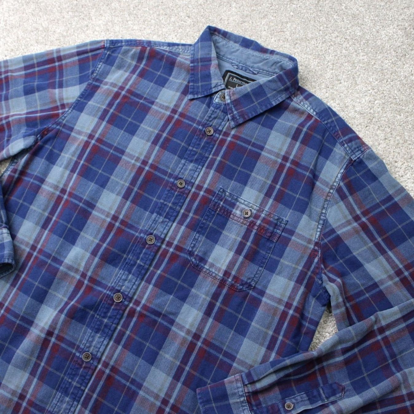 Vintage J. Peterman Shirt Mens Large Blue/Red Plaid Flannel 100% Cotton Long Sleeve Button-Up Casual Fall/Winter/Spring Mens Size US L / EU 52-54 / 3 - 3 Thumbnail