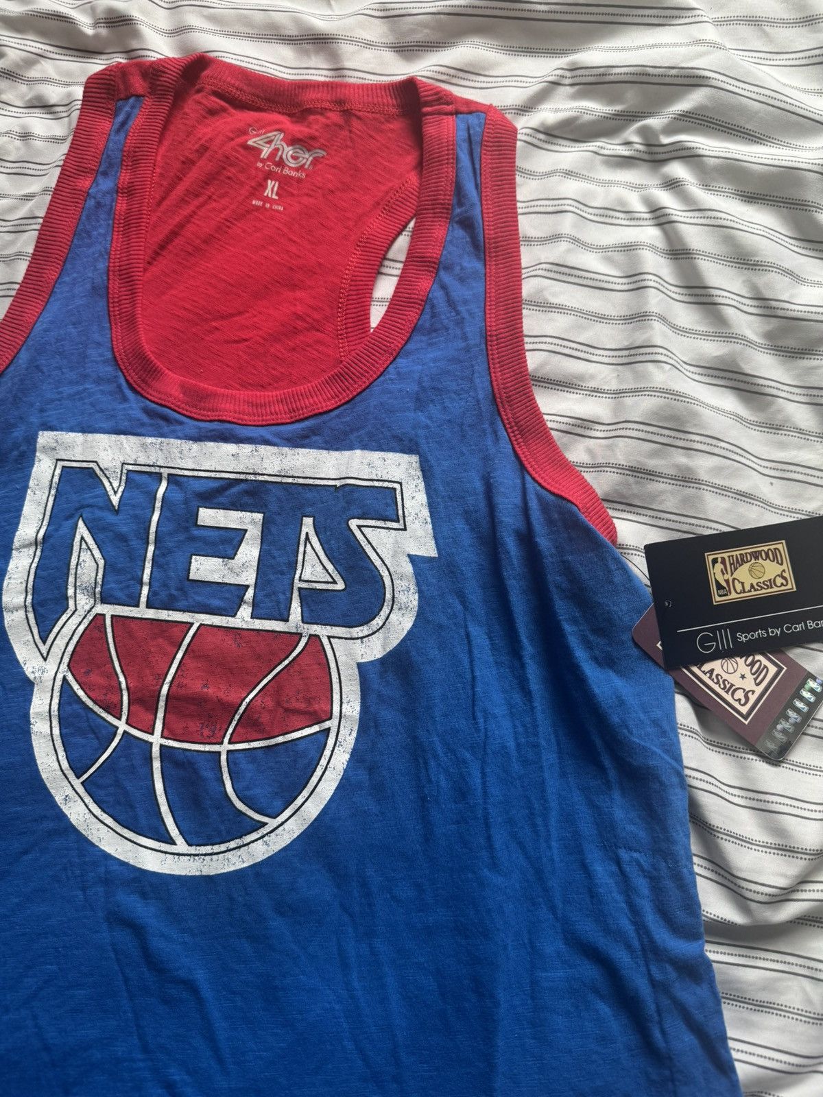 NBA G-III 4her Brooklyn Nets Tank Top XL Red Blue Retro Logo NBA Size XL / US 12-14 / IT 48-50 - 3 Thumbnail