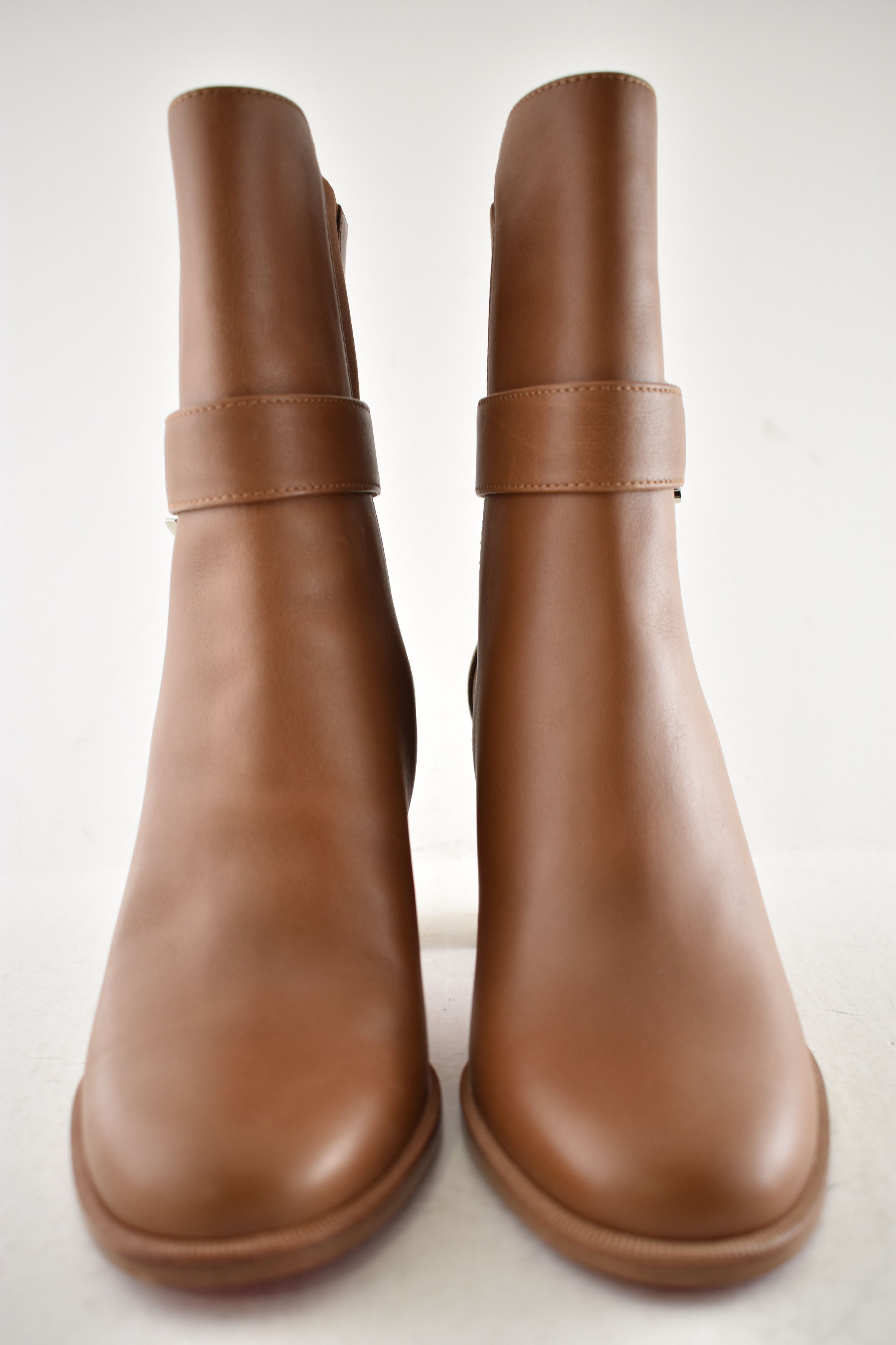 Christian Louboutin CL Chelsea Booty 70 Cuoio Brown Block Heel Ankle Bootie 37 Size US 7 / IT 37 - 7 Thumbnail