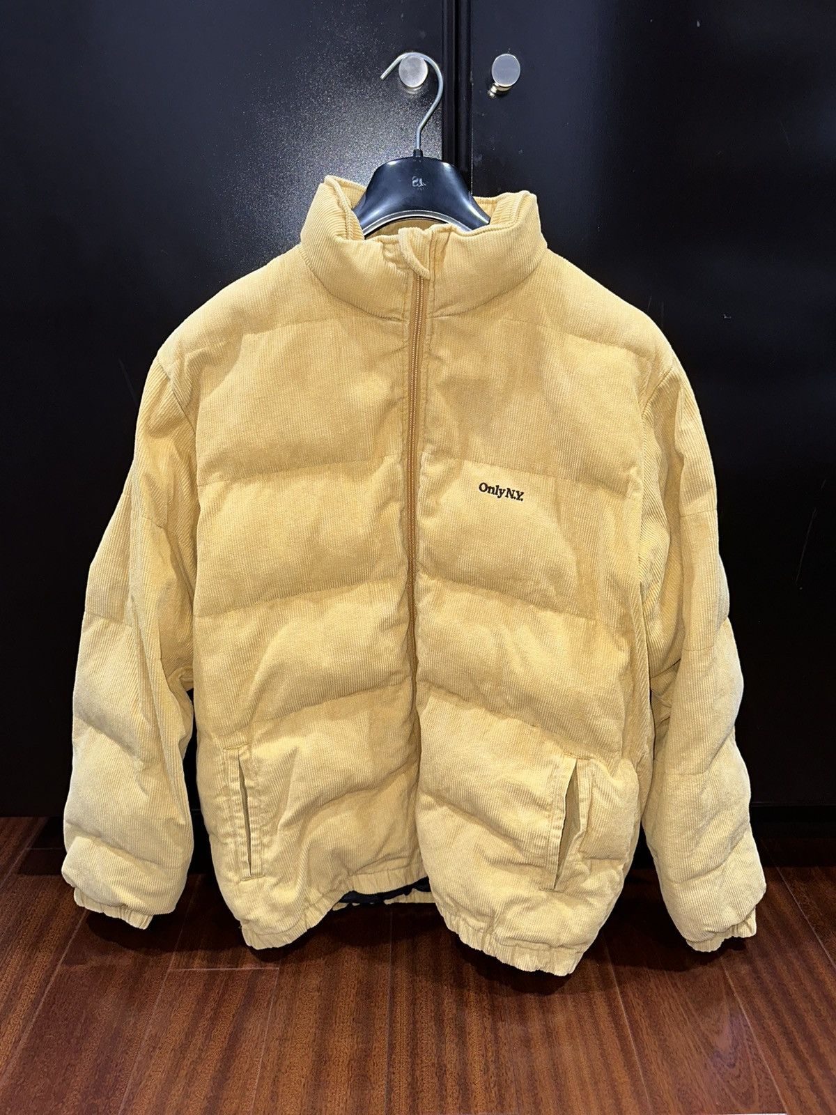 image of Only Ny Onlyny Yellow Lodge Corduroy Puffer Jacket, Men's (Size Large)