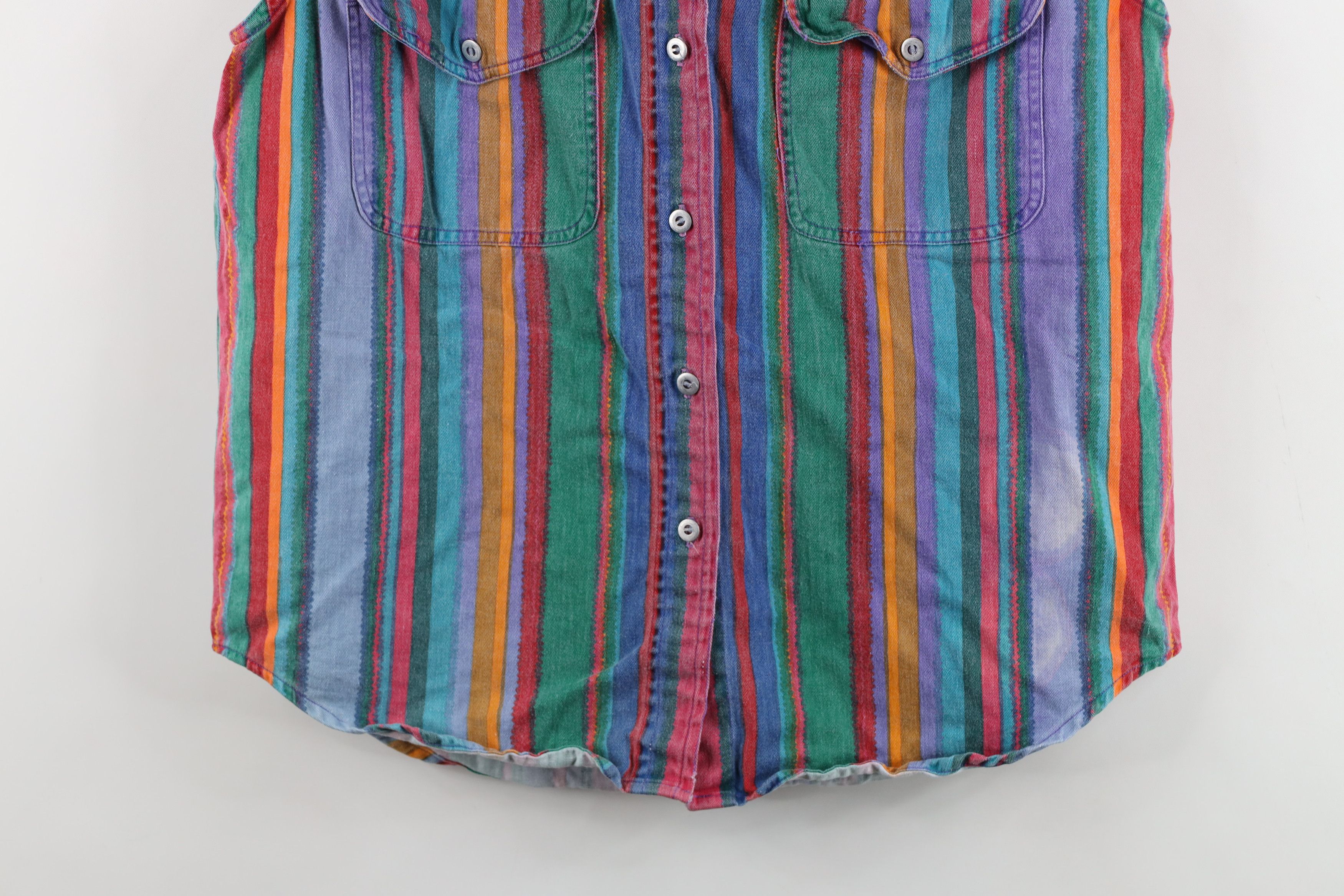 Vintage Vintage 90s Streetwear Striped Sleeveless Button Shirt Size S / US 4 / IT 40 - 3 Thumbnail