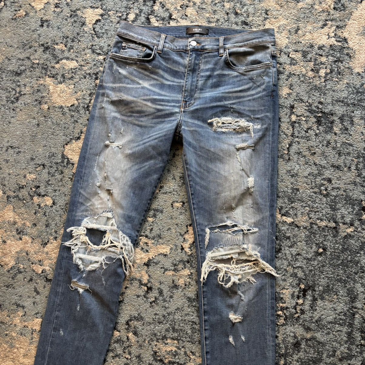 Amiri Amiri Destroyed MX1 Blue Denim Jeans Size 38 Looks New Size US 38 / EU 54 - 3 Thumbnail