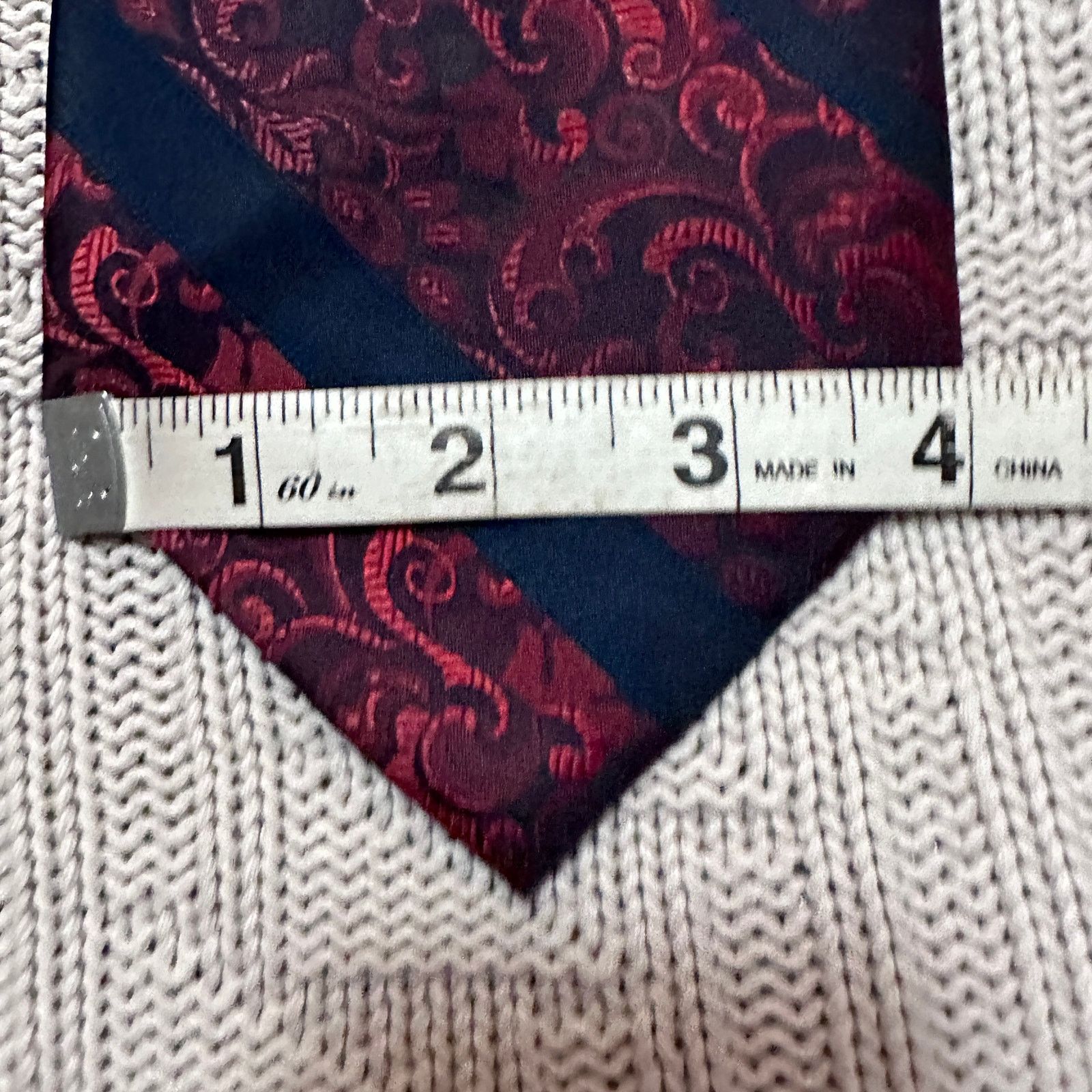 Vintage Vintage metallic maroon paisley and black stripe men's tie Size ONE SIZE - 6 Thumbnail