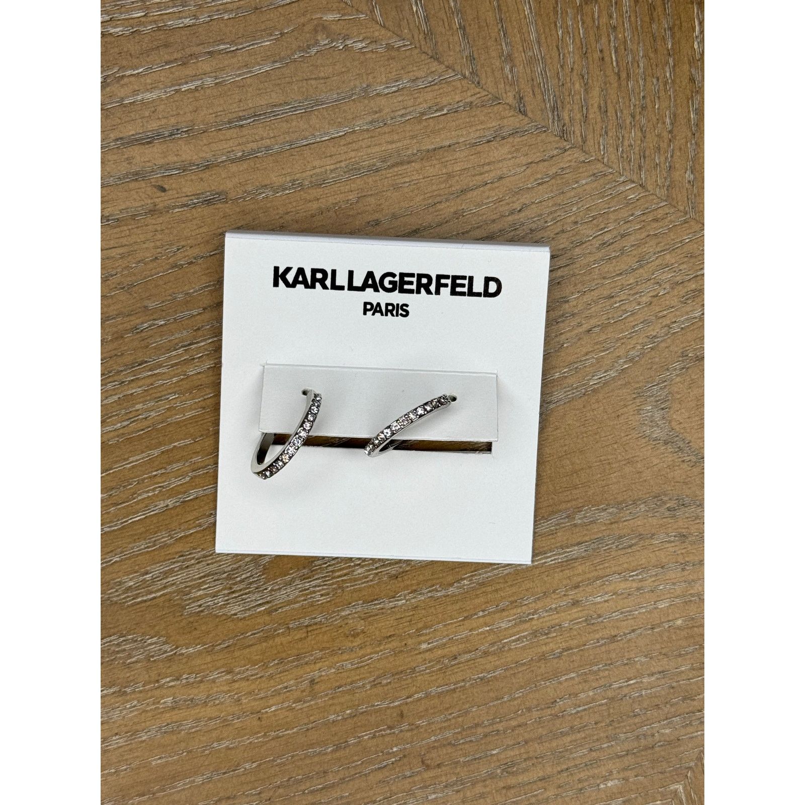 Karl Lagerfeld Karl Lagerfeld Paris Silver Crystal Hoop Earrings Small Pave Size ONE SIZE - 3 Thumbnail