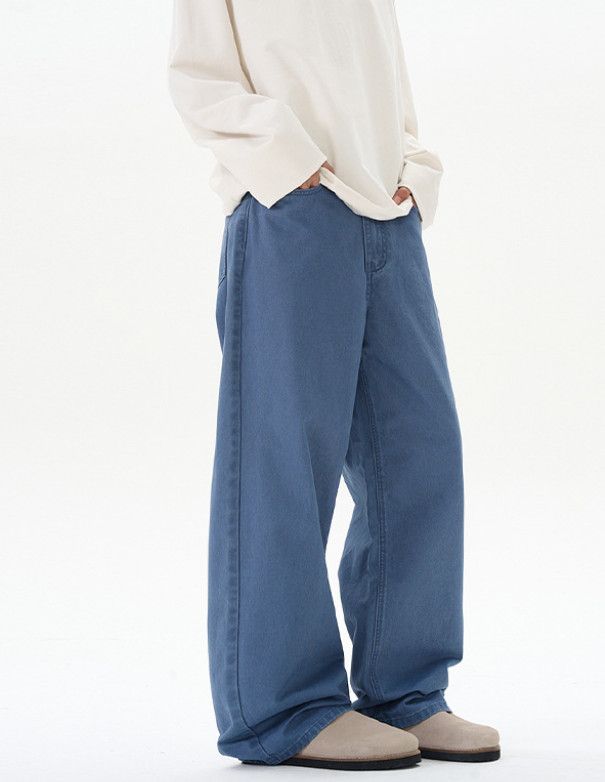 Japanese Brand Retro versatile men's loose straight leg jeans Size US 32 / EU 48 - 3 Thumbnail