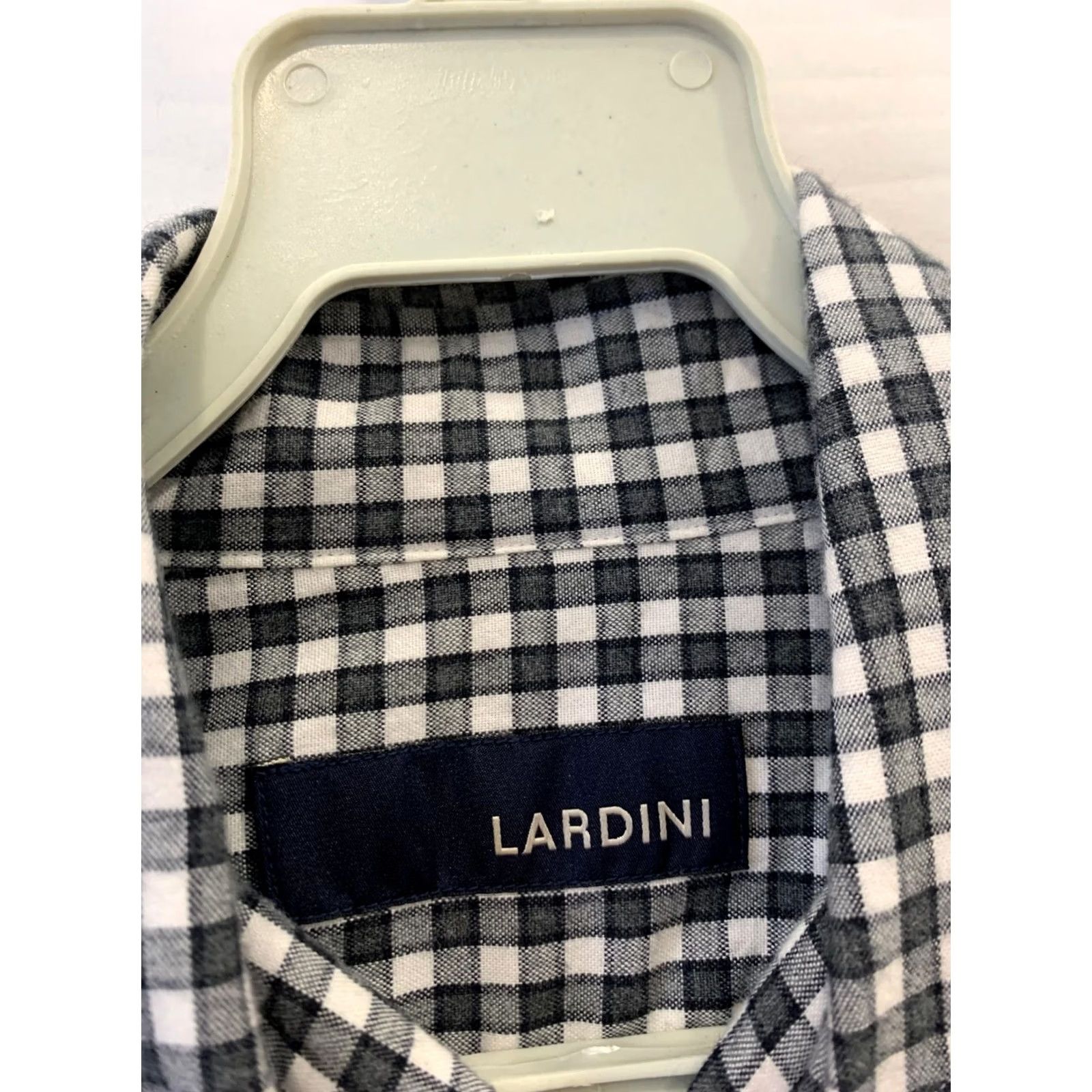 Lardini Lardini Gingham Check Shirt Navy White Spread Collar 15.5 / 39 Adult Men’sDress Shirt Size US L / EU 52-54 / 3 - 3 Thumbnail