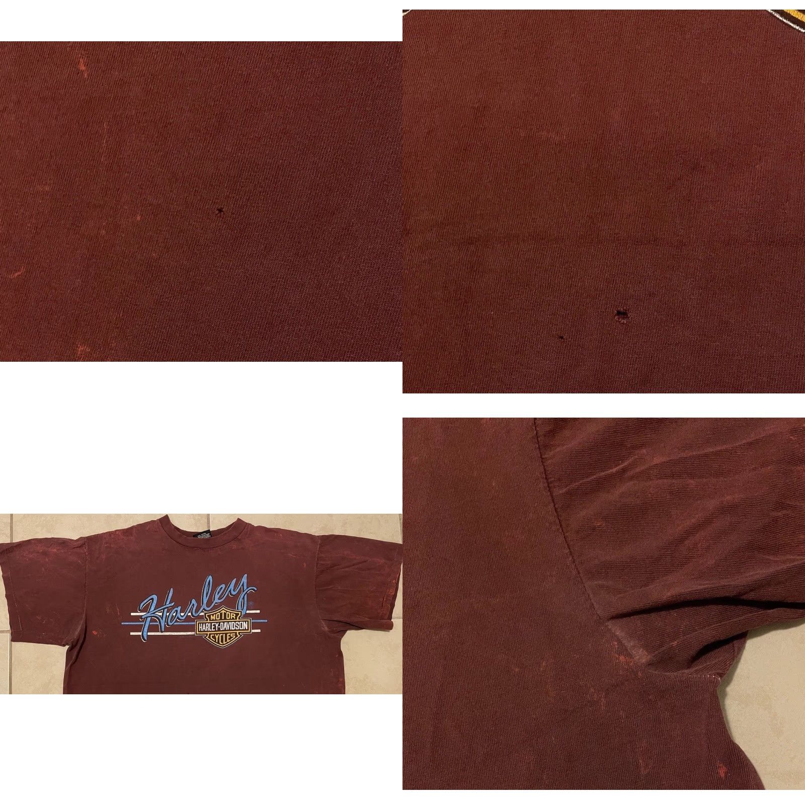 Harley Davidson VINTAGE Harley Davidson Shirt 2XL Red Graphic Tee Mens 80s 90s Biker Grunge USA California Arizona Sturgis Punk Union USA Skull Flag 70s 90s Destroyed Size US XXL / EU 58 / 5 - 8 Thumbnail