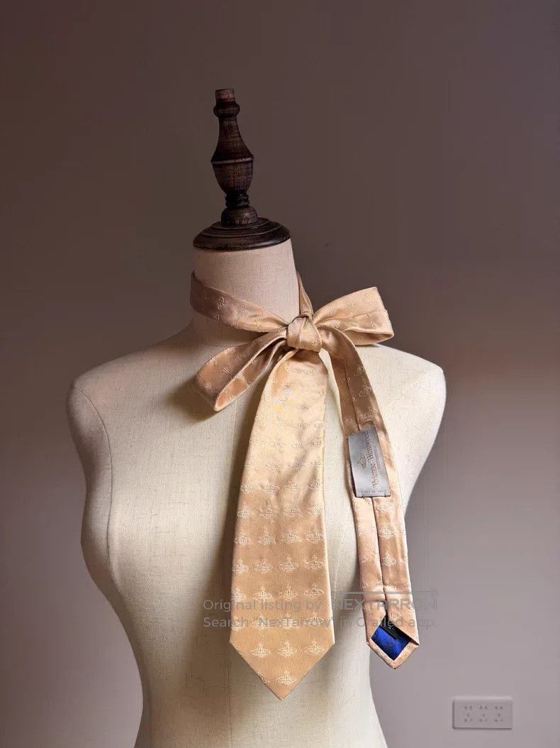 Vivienne Westwood Vivienne Westwood Champagne gold Saturn full print silk ti Size ONE SIZE - 3 Thumbnail