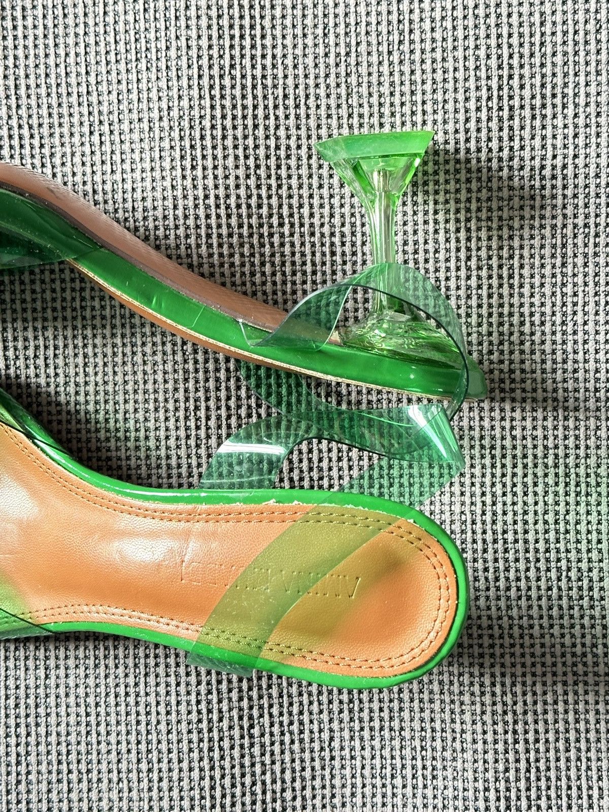 Amina Muaddi × Designer Amina Muaddi 95 Begum Glass PVC Green Clear Sling crystal 42 Size US 12 / IT 42 - 5 Thumbnail