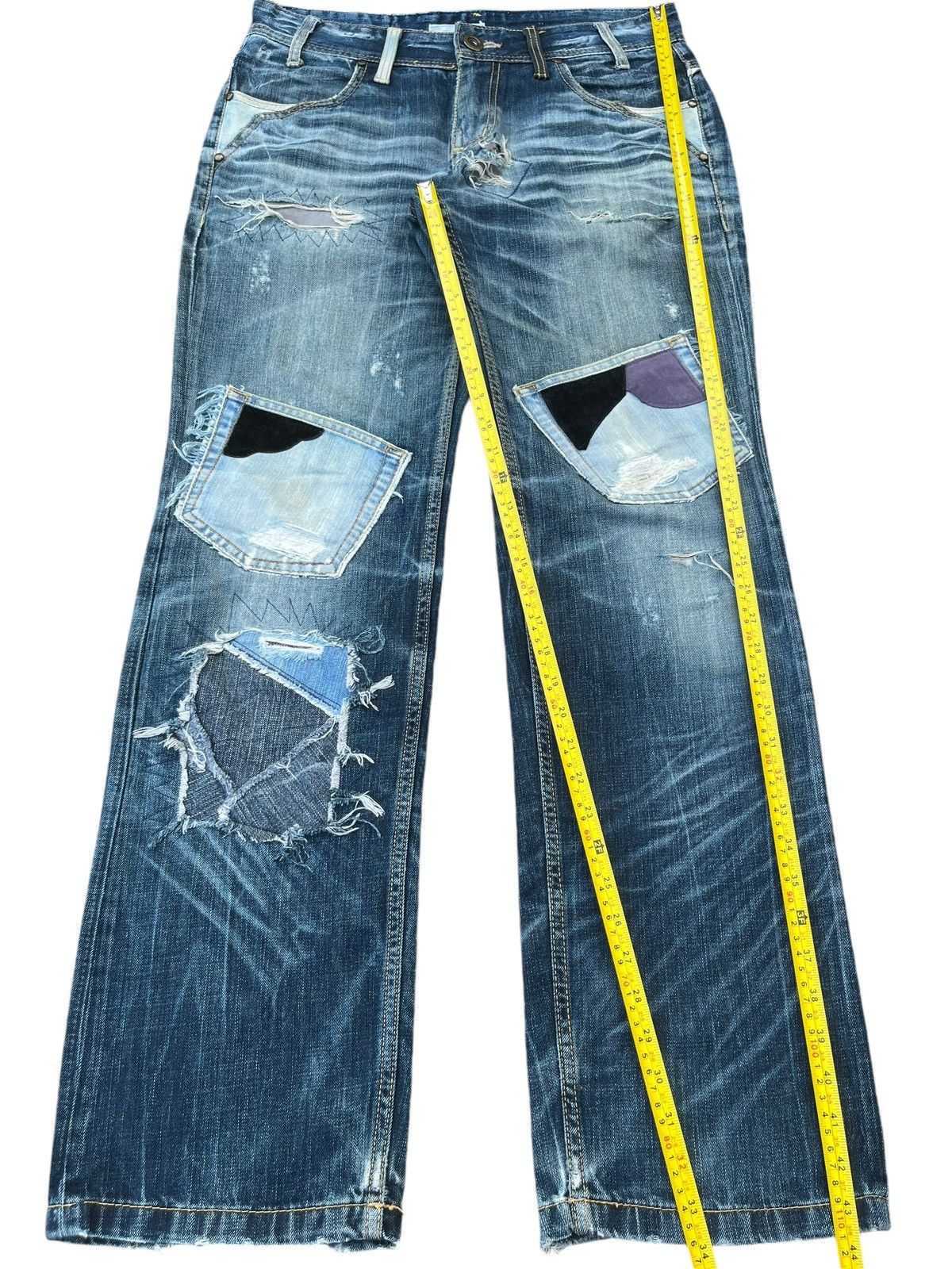 Beauty Beast Vintage Kapital Style Sashiko Boro Trashed Distressed Jeans Size US 34 / EU 50 - 15 Thumbnail