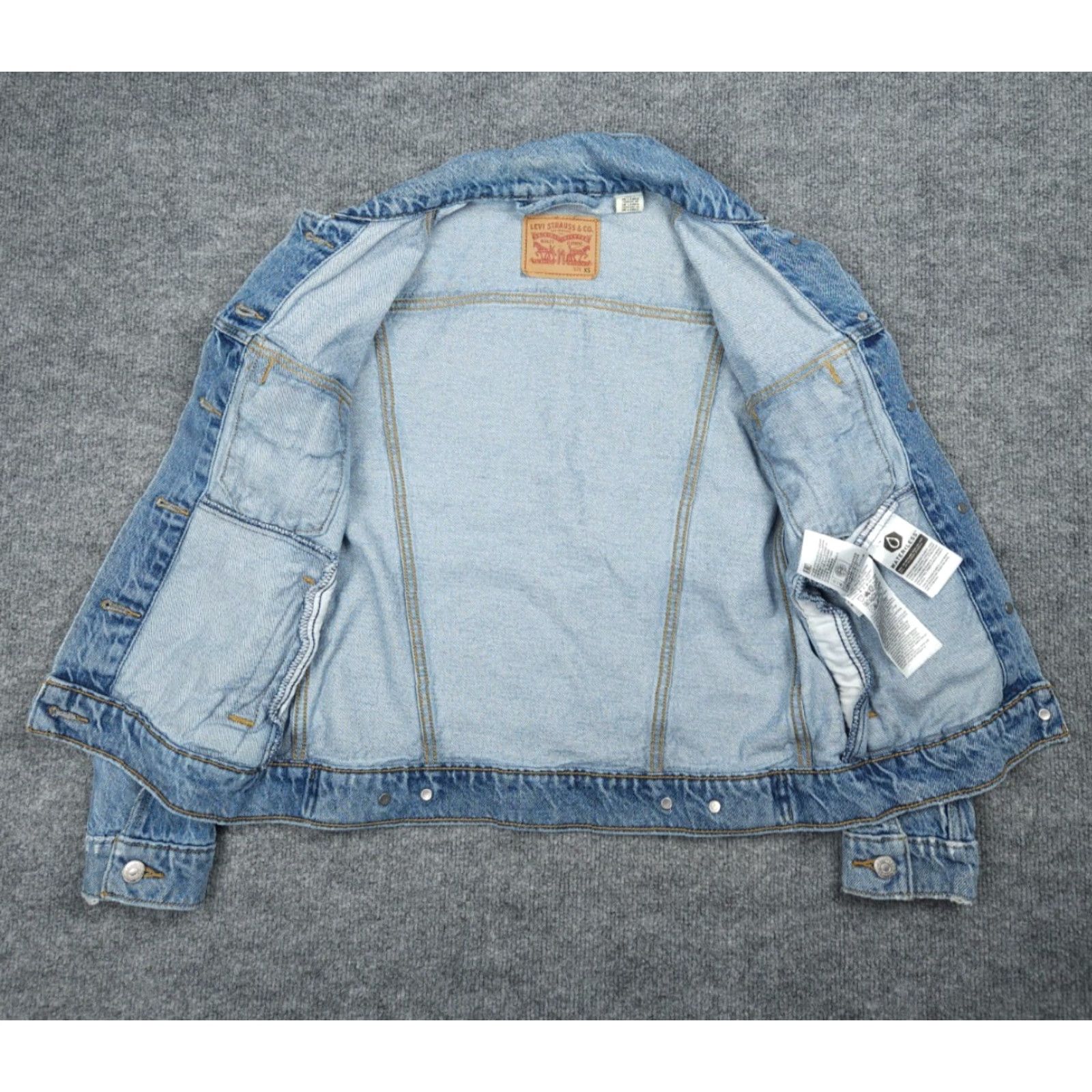 Levi's Levis Jean Jacket Women's XS Blue Denim Distressed Classic Biker 100% Cotton Size 26" / US 2 / IT 38 - 5 Thumbnail