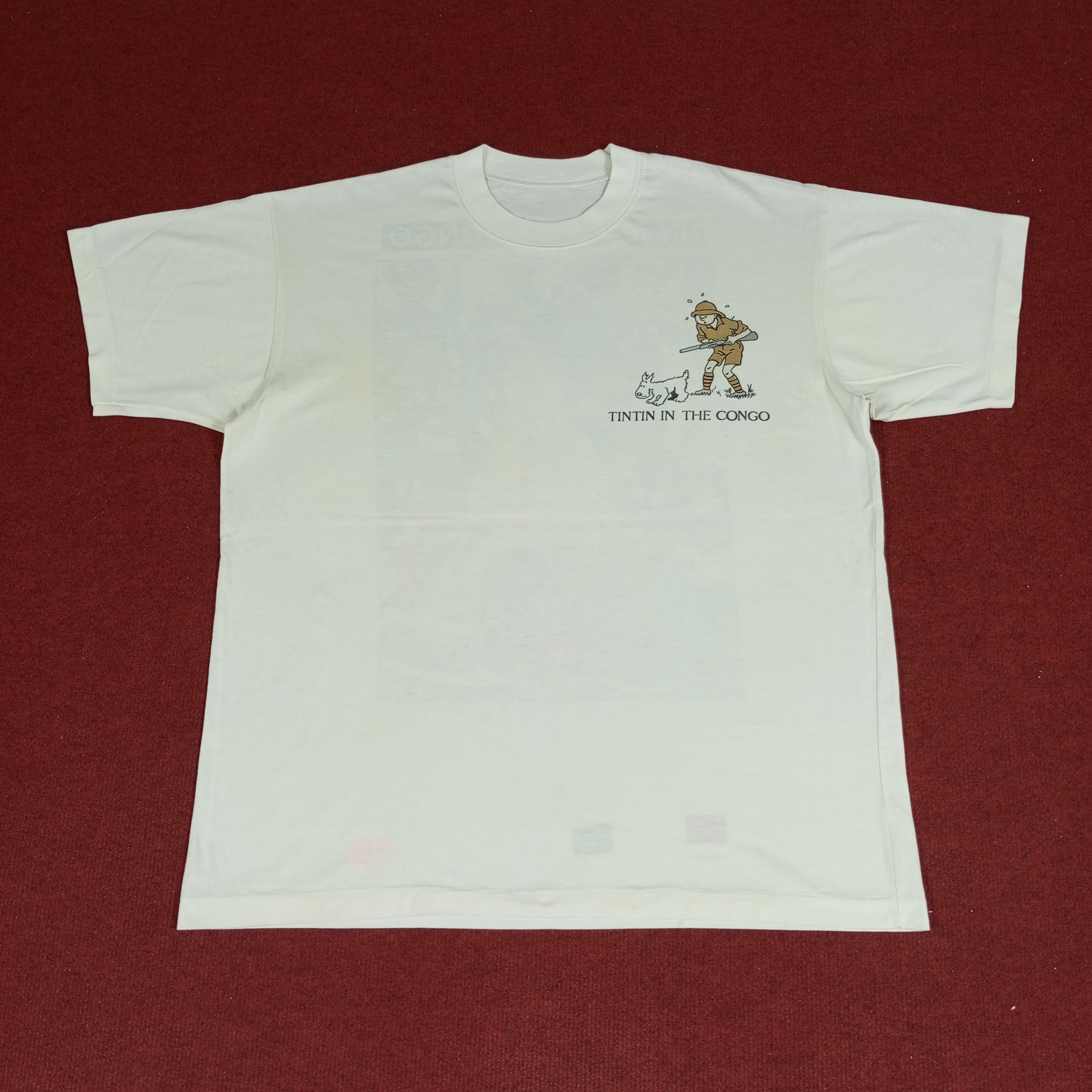 Vintage Tin Tin In The Congo Backprint Design Streetwear Tshirt Size US XL / EU 56 / 4 - 3 Thumbnail