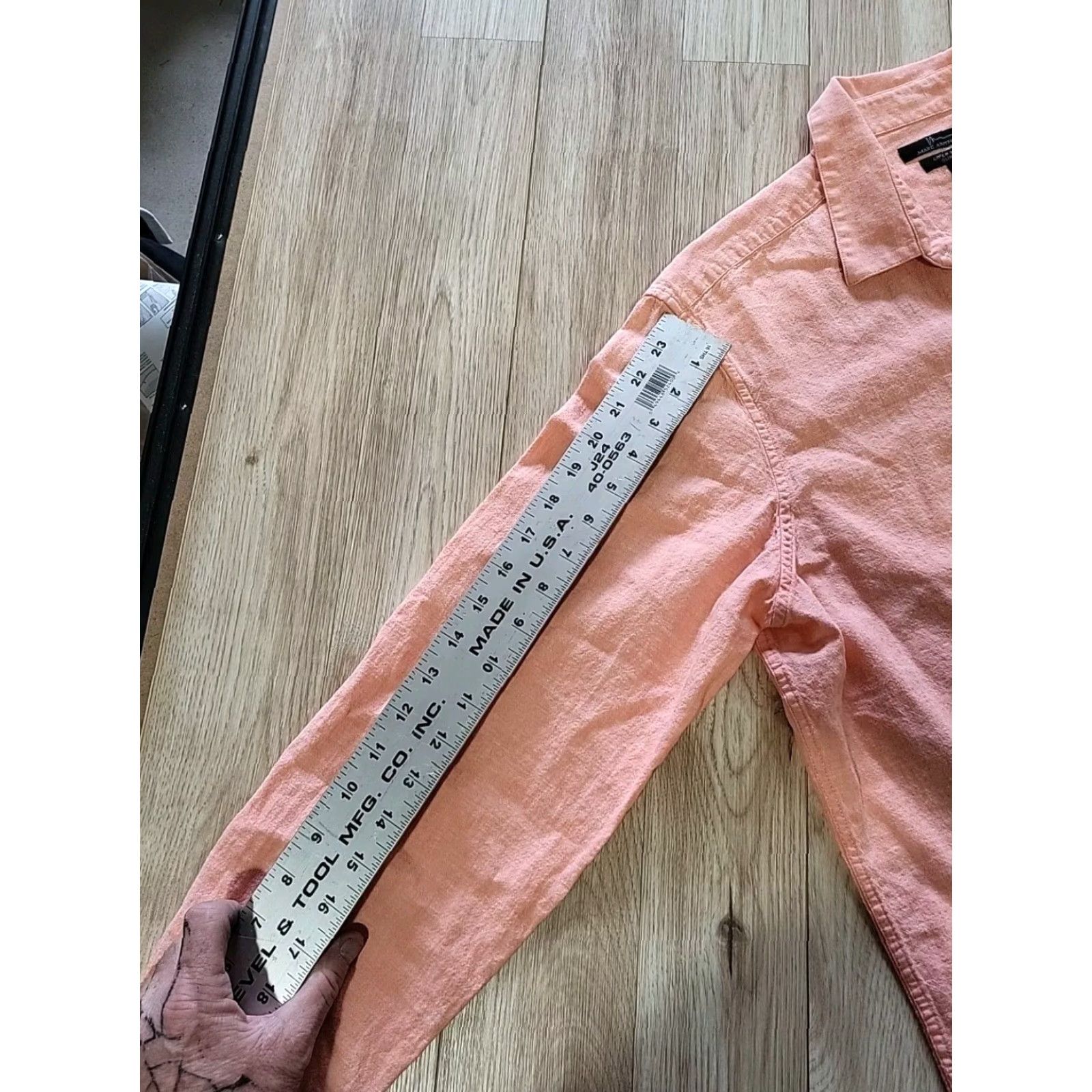 Vintage MARC ANTHONY Shirt XL Slimfit Linen Blend Long Sleeve Salmon Button-Up Collared Size US XL / EU 56 / 4 - 7 Thumbnail